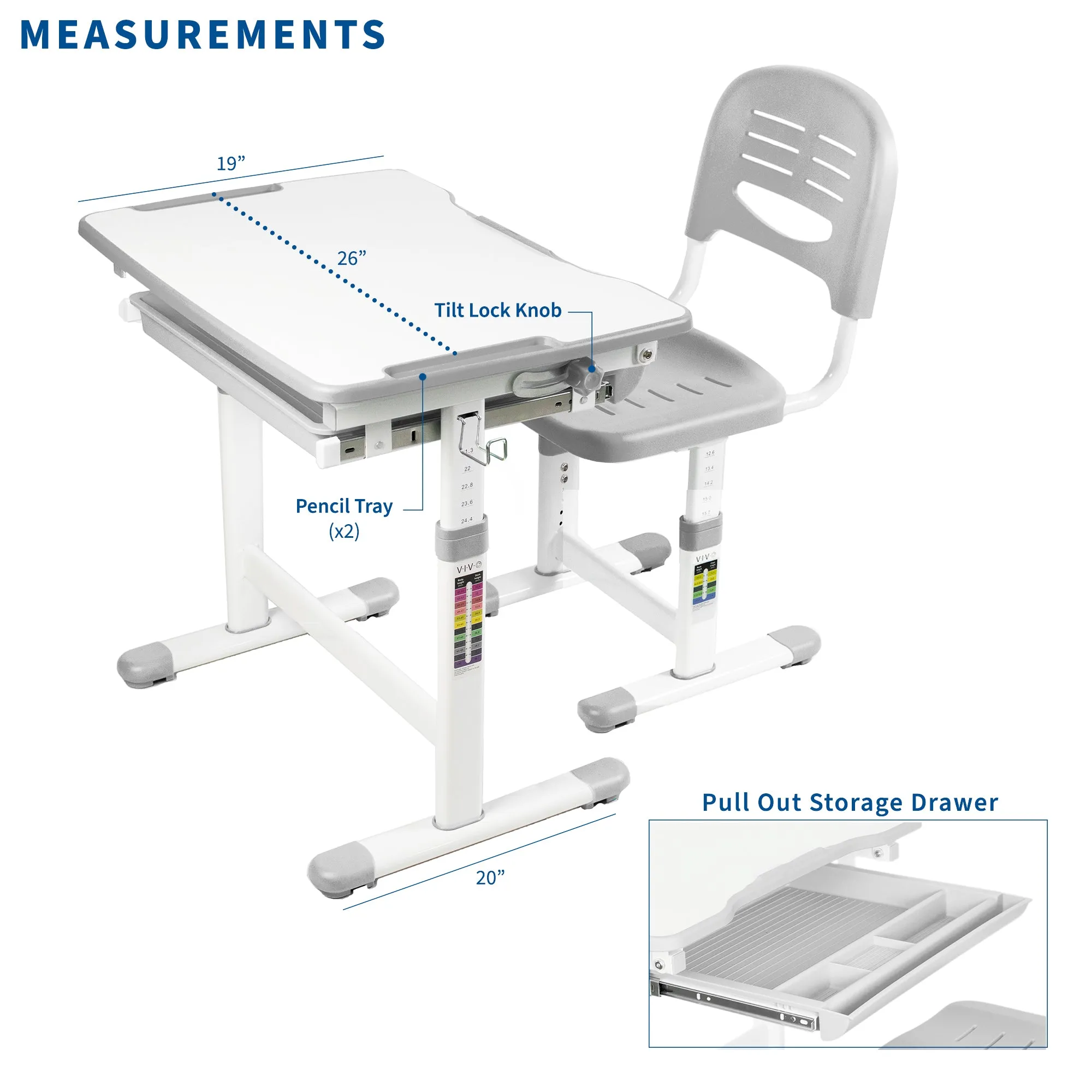 Kids' Height Adjustable Desk and Chair