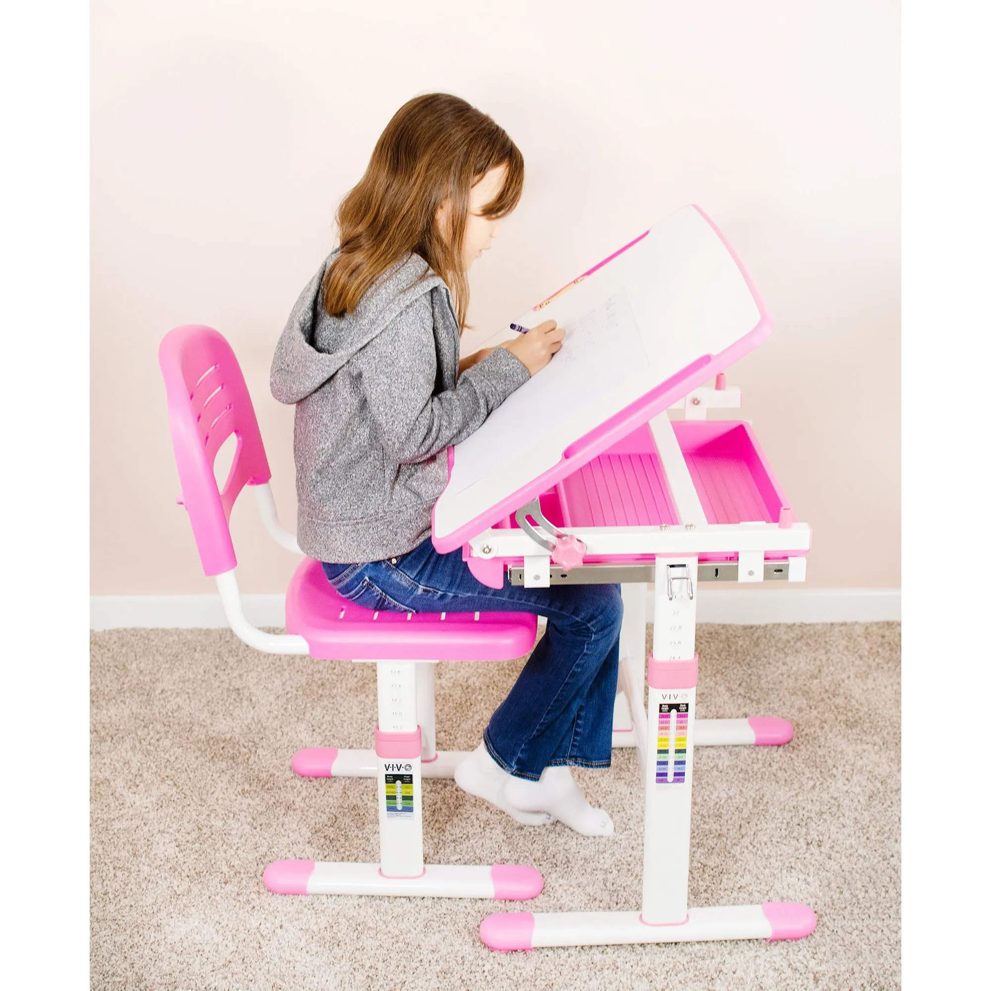 Kids' Height Adjustable Desk and Chair