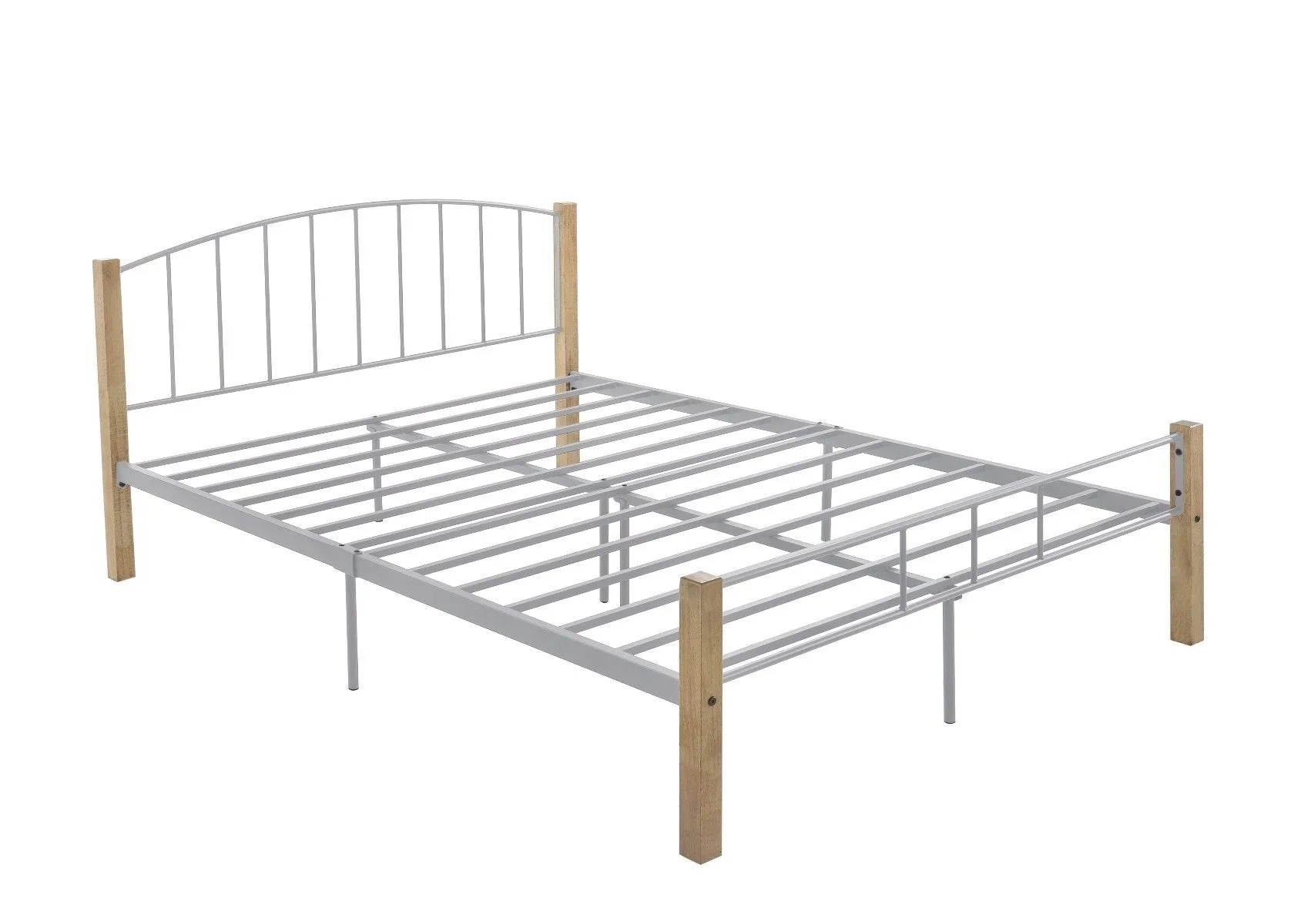 King Size | Bed frame w/ solidwood post in Natural   Silver