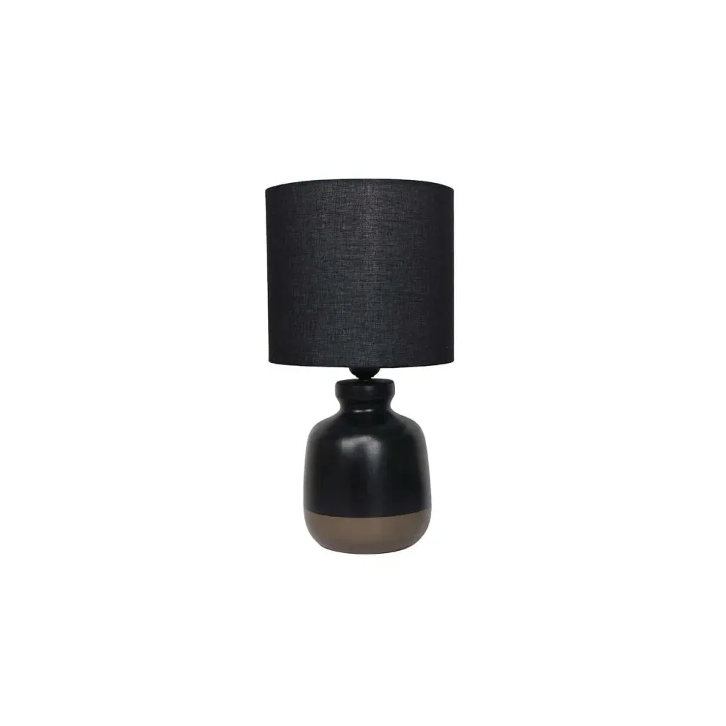 LAMP TABLE-TWO TONE BLACK-GREY FABRIC SHADE