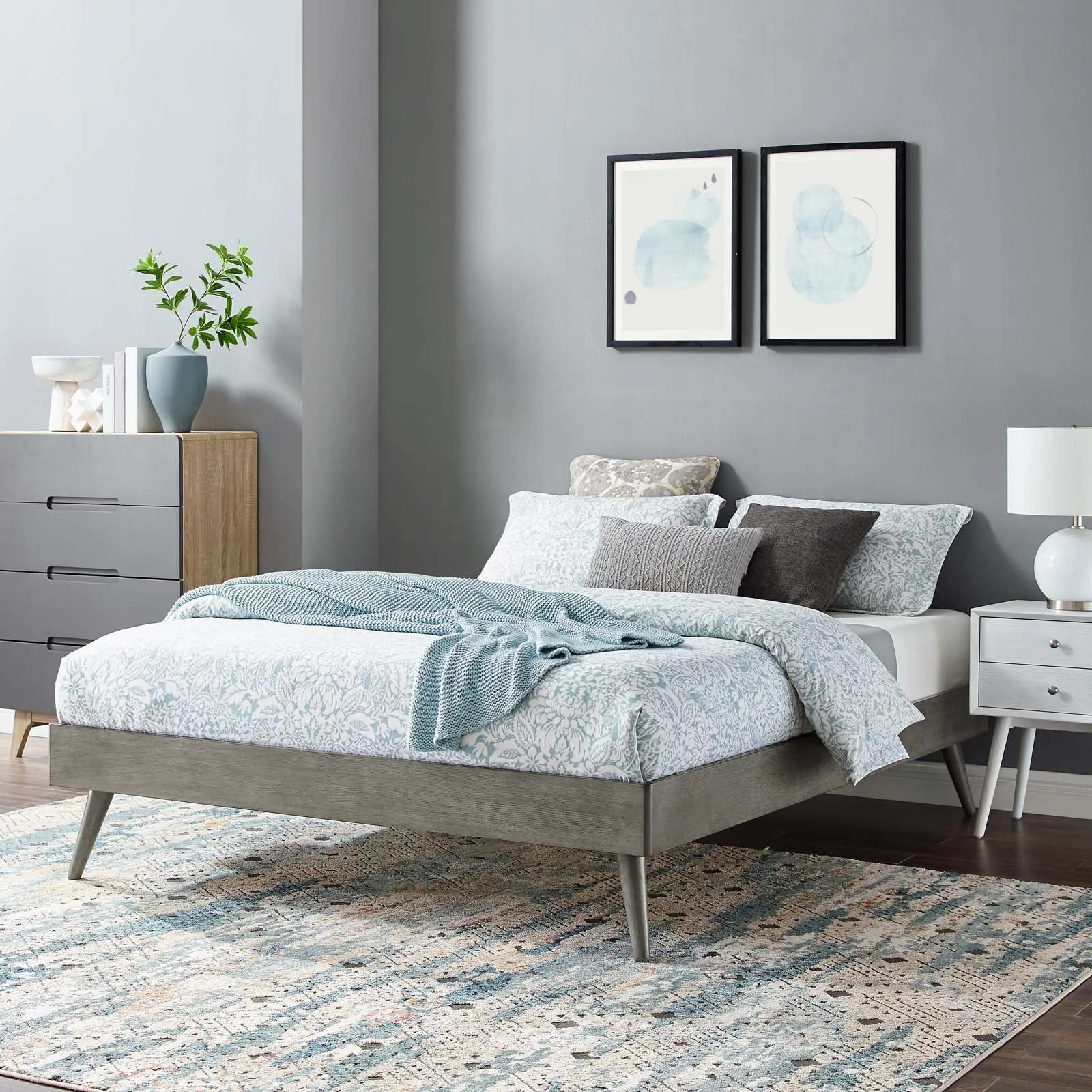 Margo Queen Wood Platform Bed Frame Gray MOD-6230-GRY