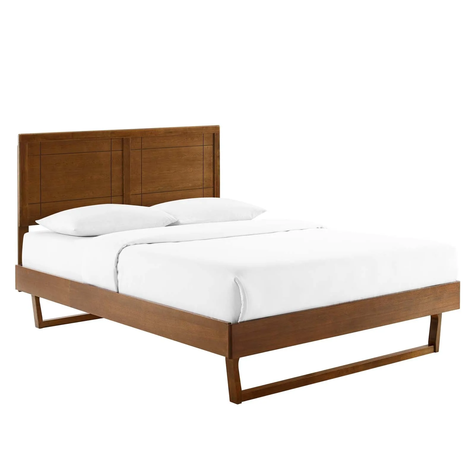 Marlee Queen Wood Platform Bed With Angular Frame Walnut MOD-6381-WAL