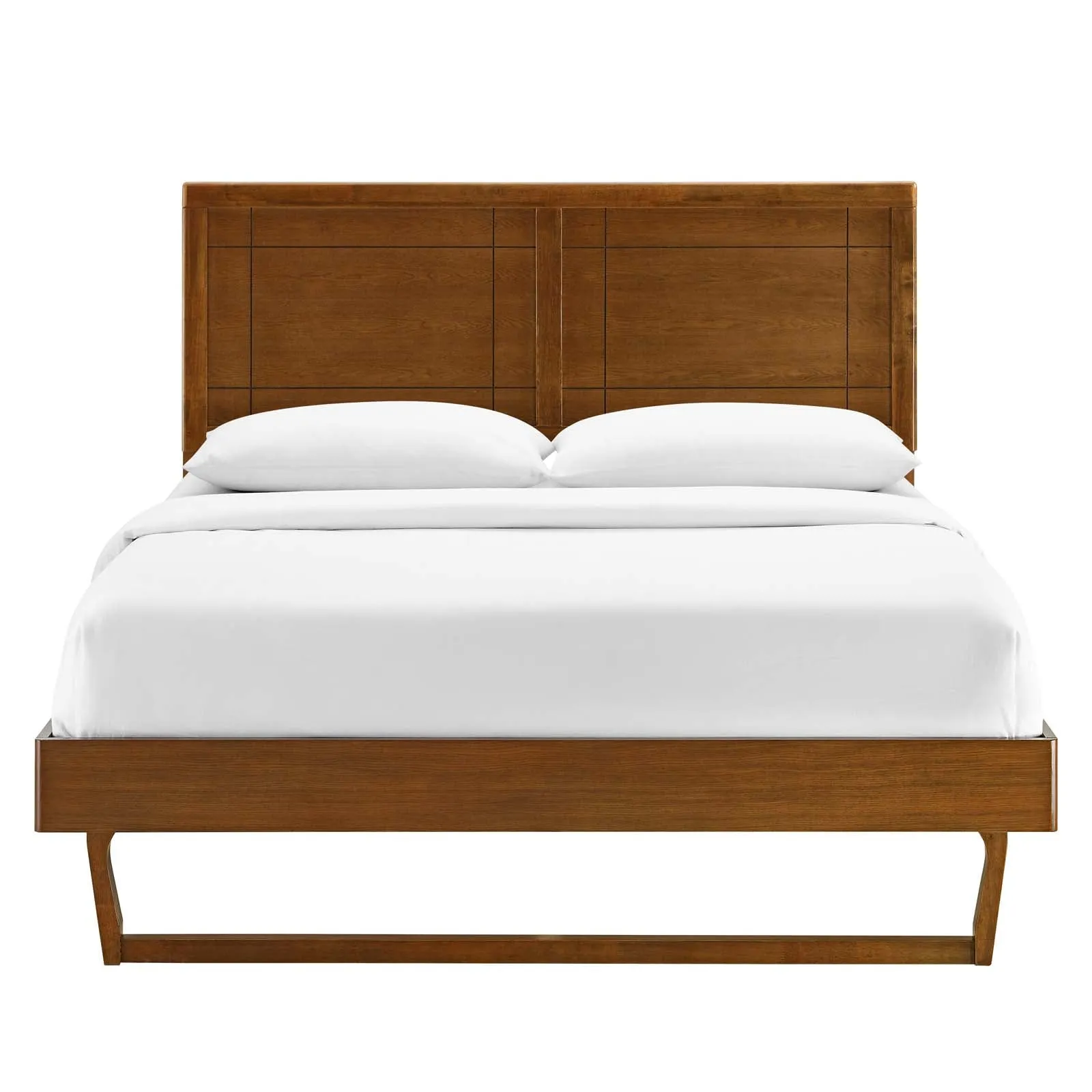 Marlee Queen Wood Platform Bed With Angular Frame Walnut MOD-6381-WAL