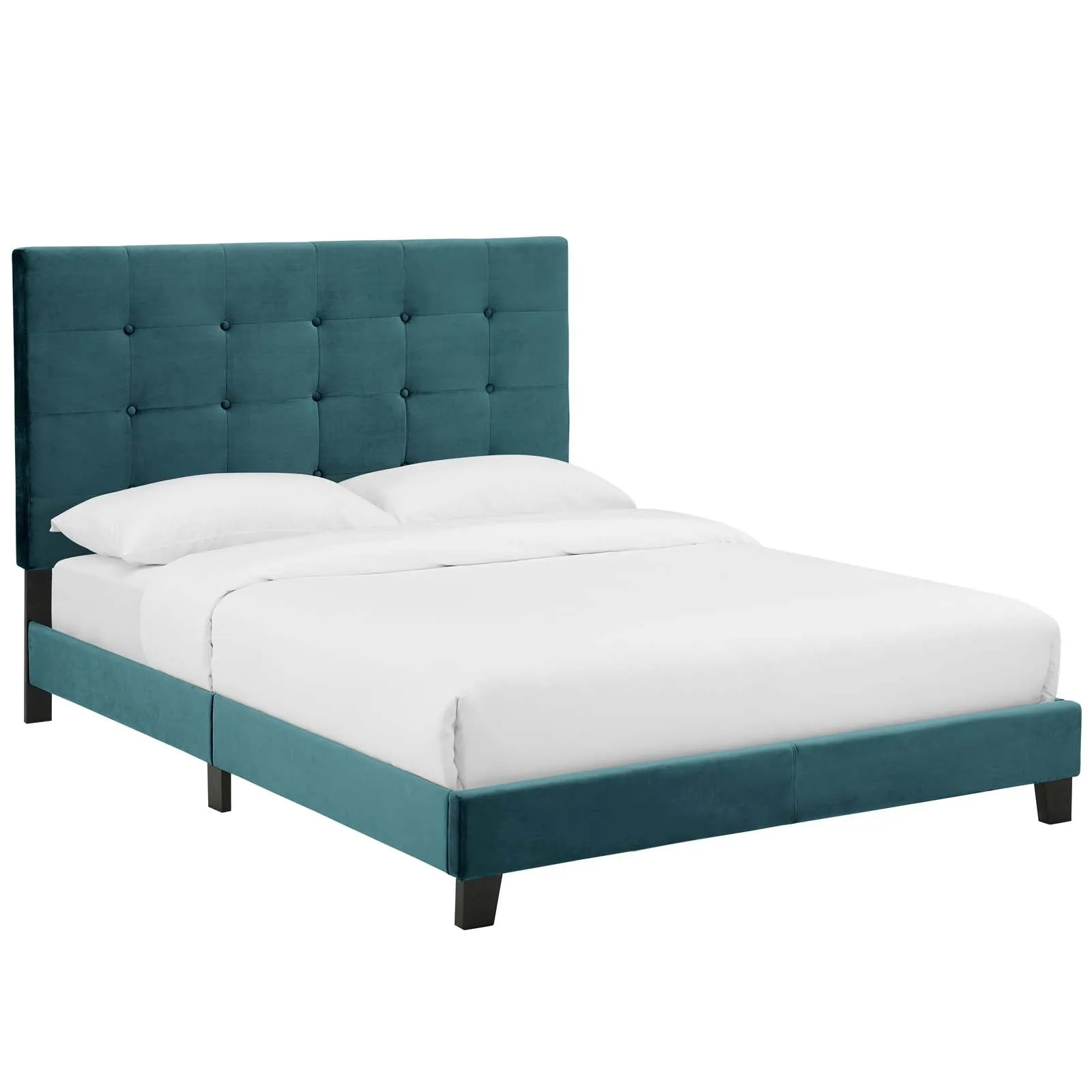 Melanie Tufted Button Upholstered Performance Velvet Platform Bed