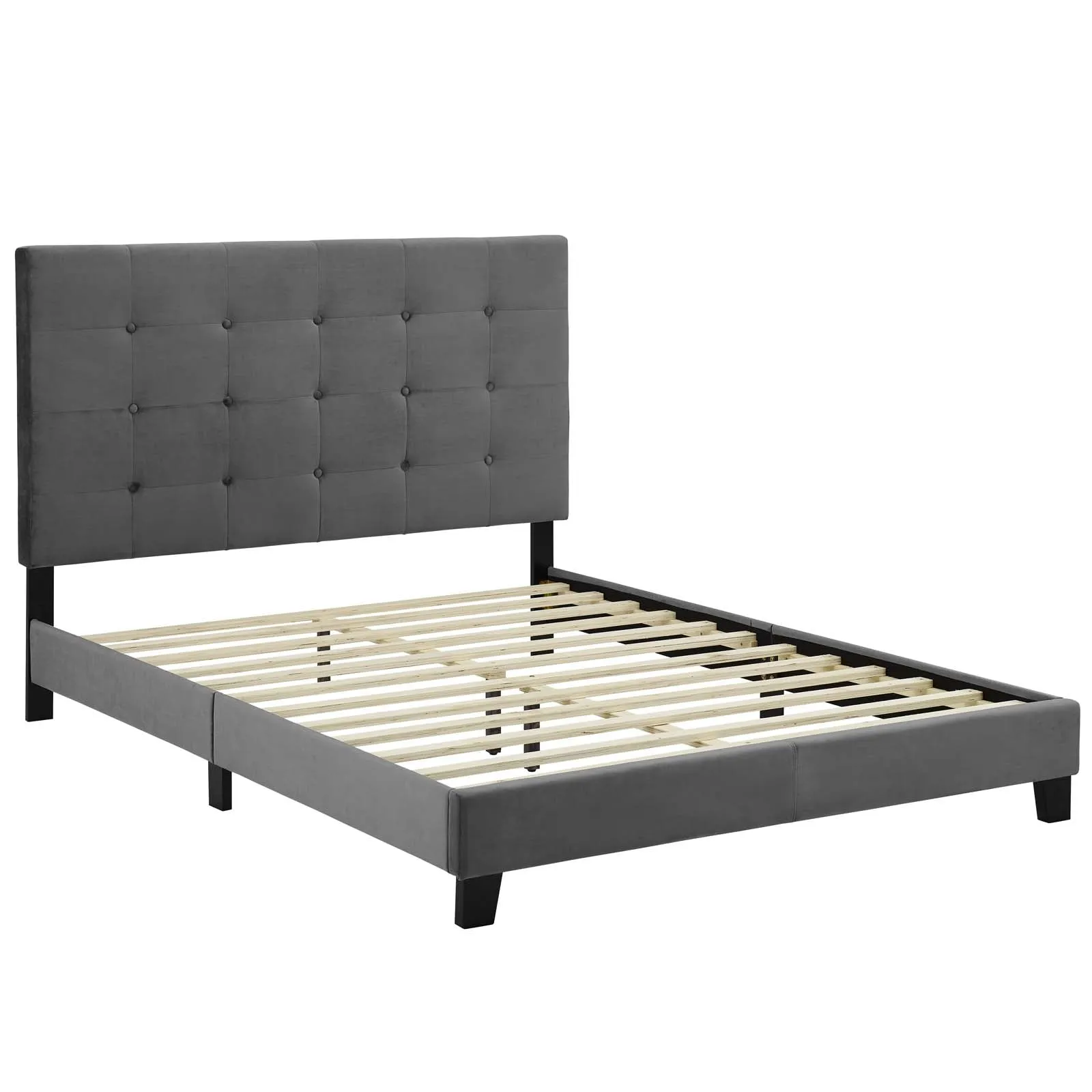 Melanie Tufted Button Upholstered Performance Velvet Platform Bed