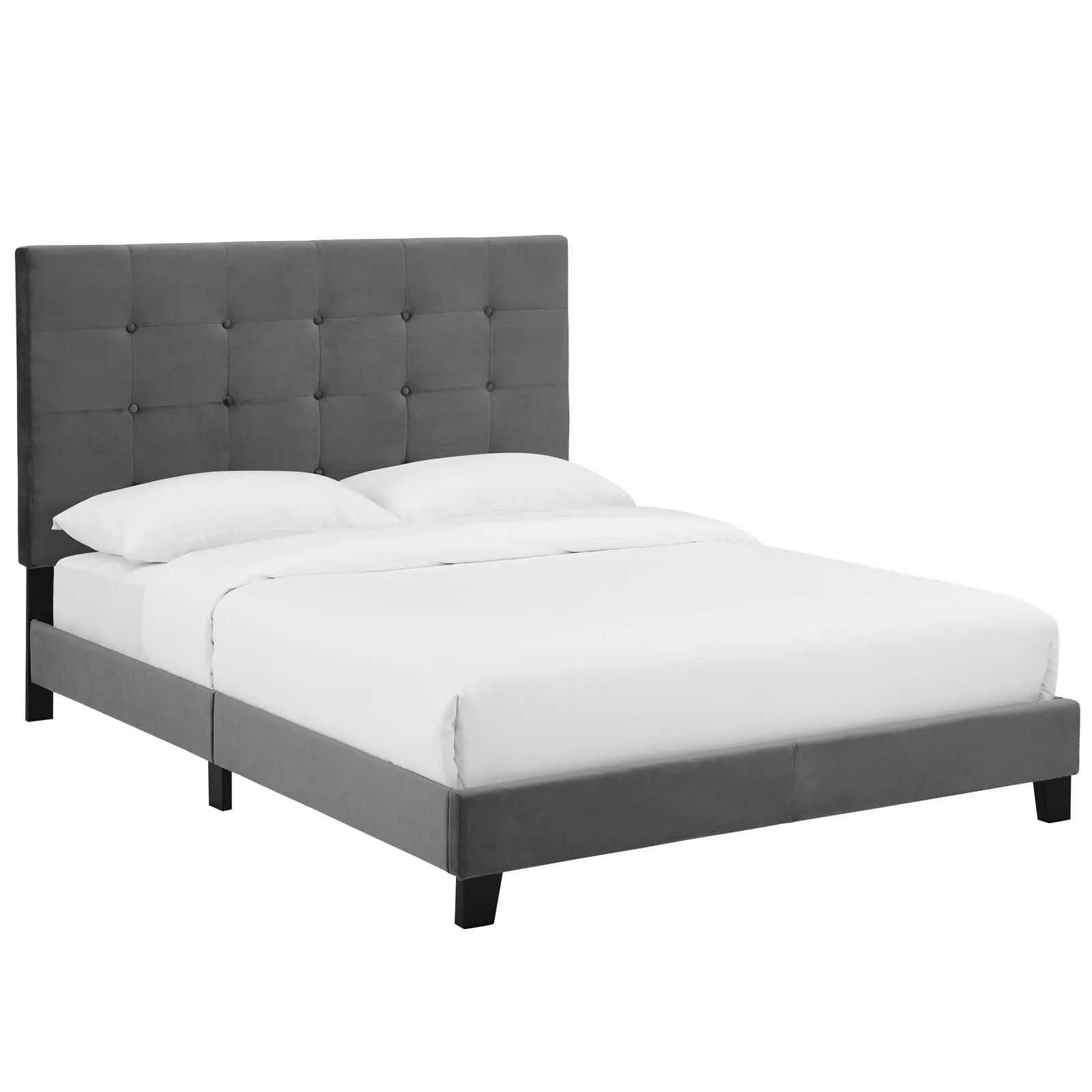 Melanie Tufted Button Upholstered Performance Velvet Platform Bed