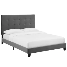 Melanie Tufted Button Upholstered Performance Velvet Platform Bed