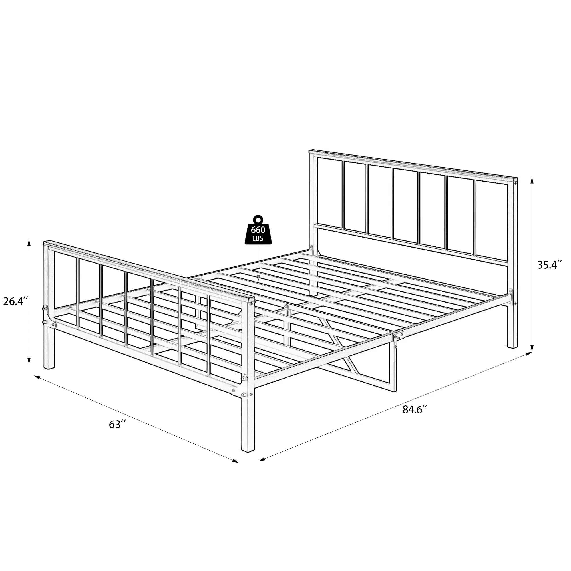 Metal Platform Bed (Queen)