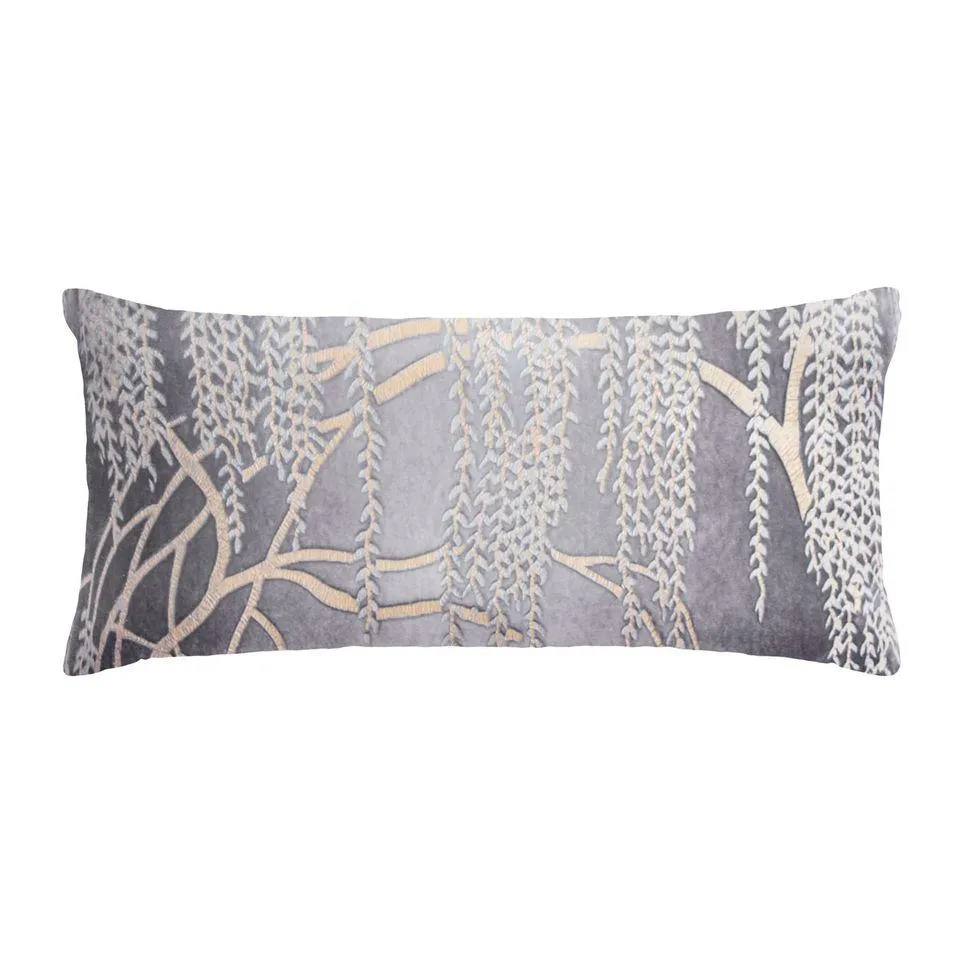 Metallic Willow Silver Gray Velvet Pillows