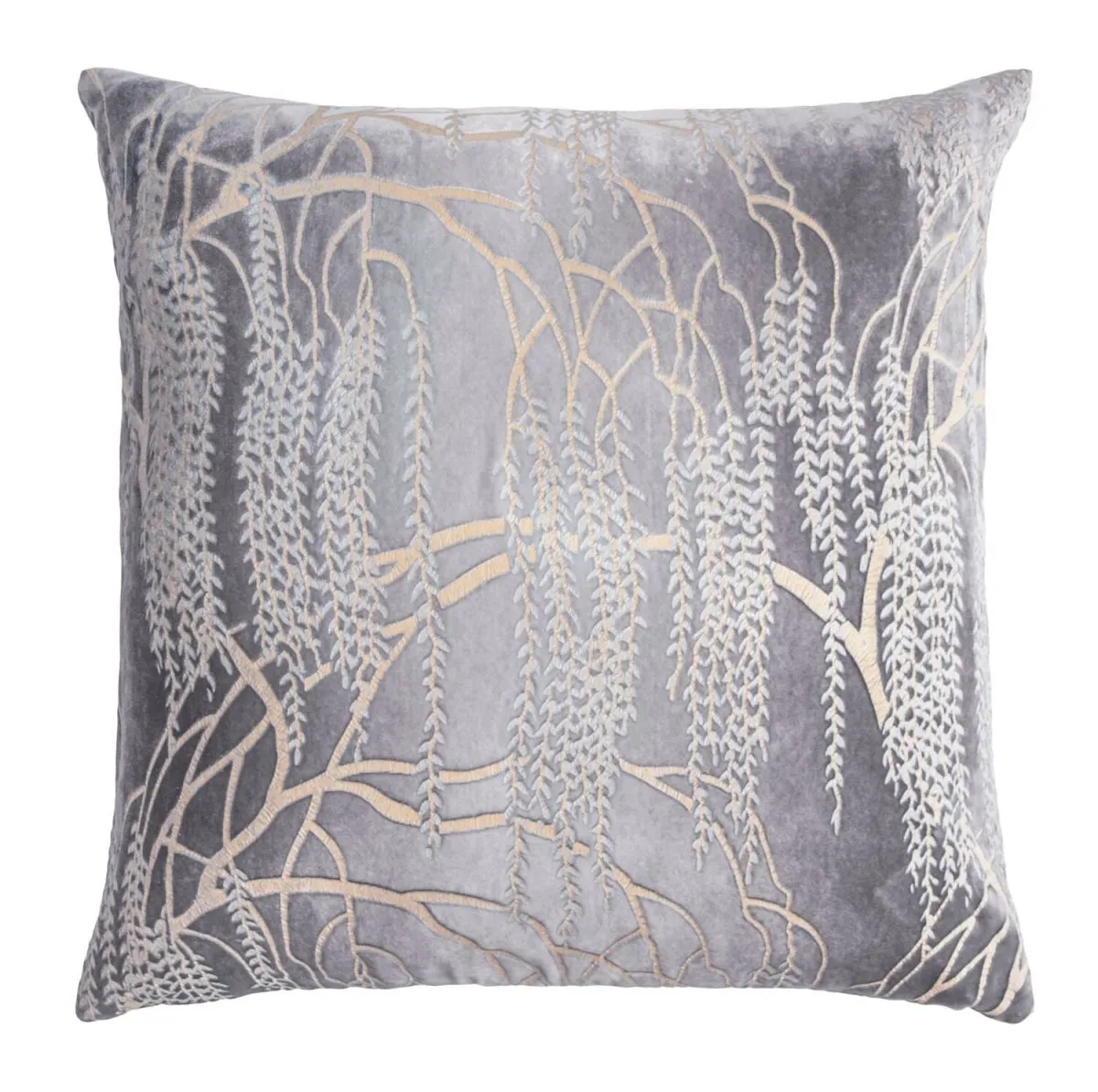 Metallic Willow Silver Gray Velvet Pillows