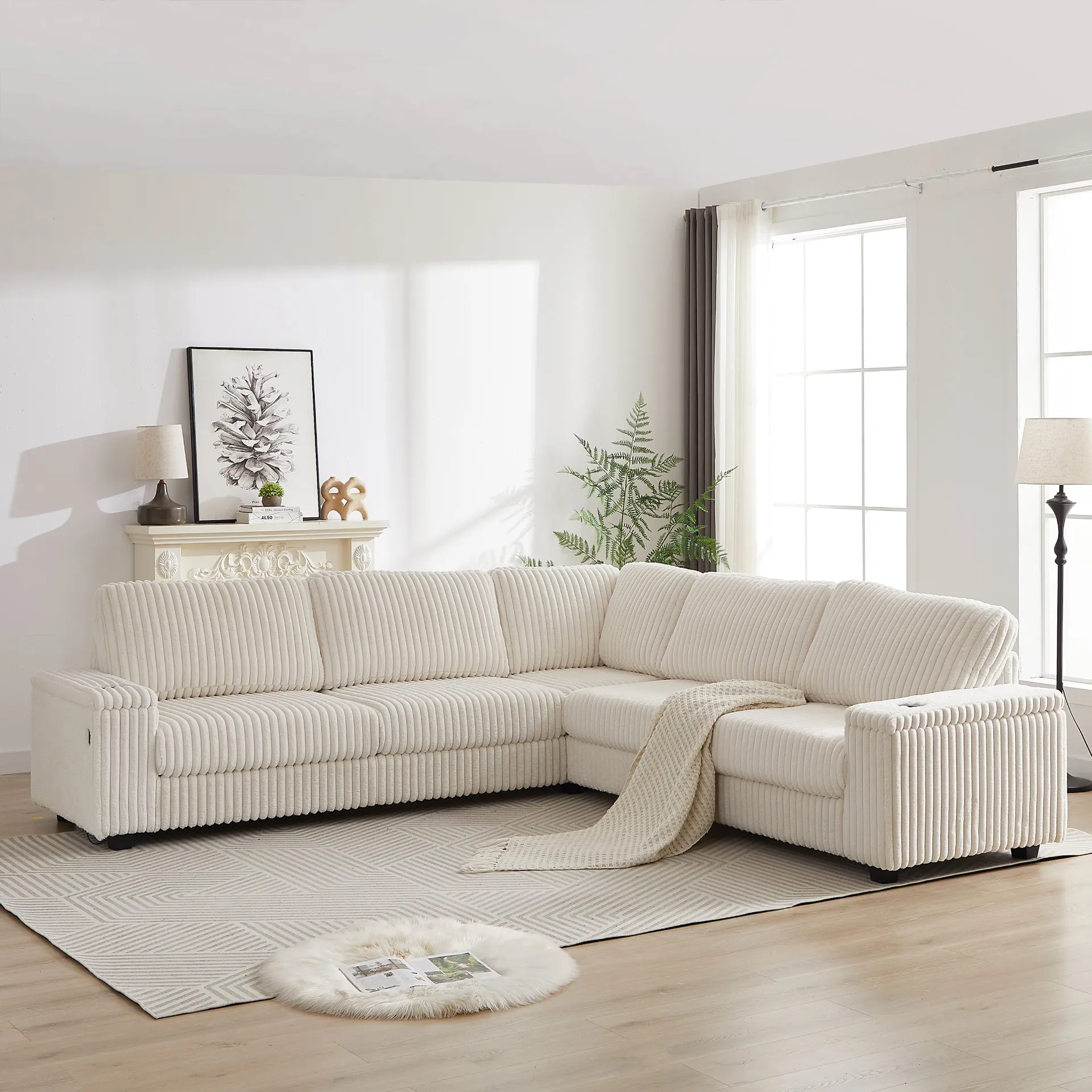 Milan Oversized Corduroy Luxury Modern Corner Sofa