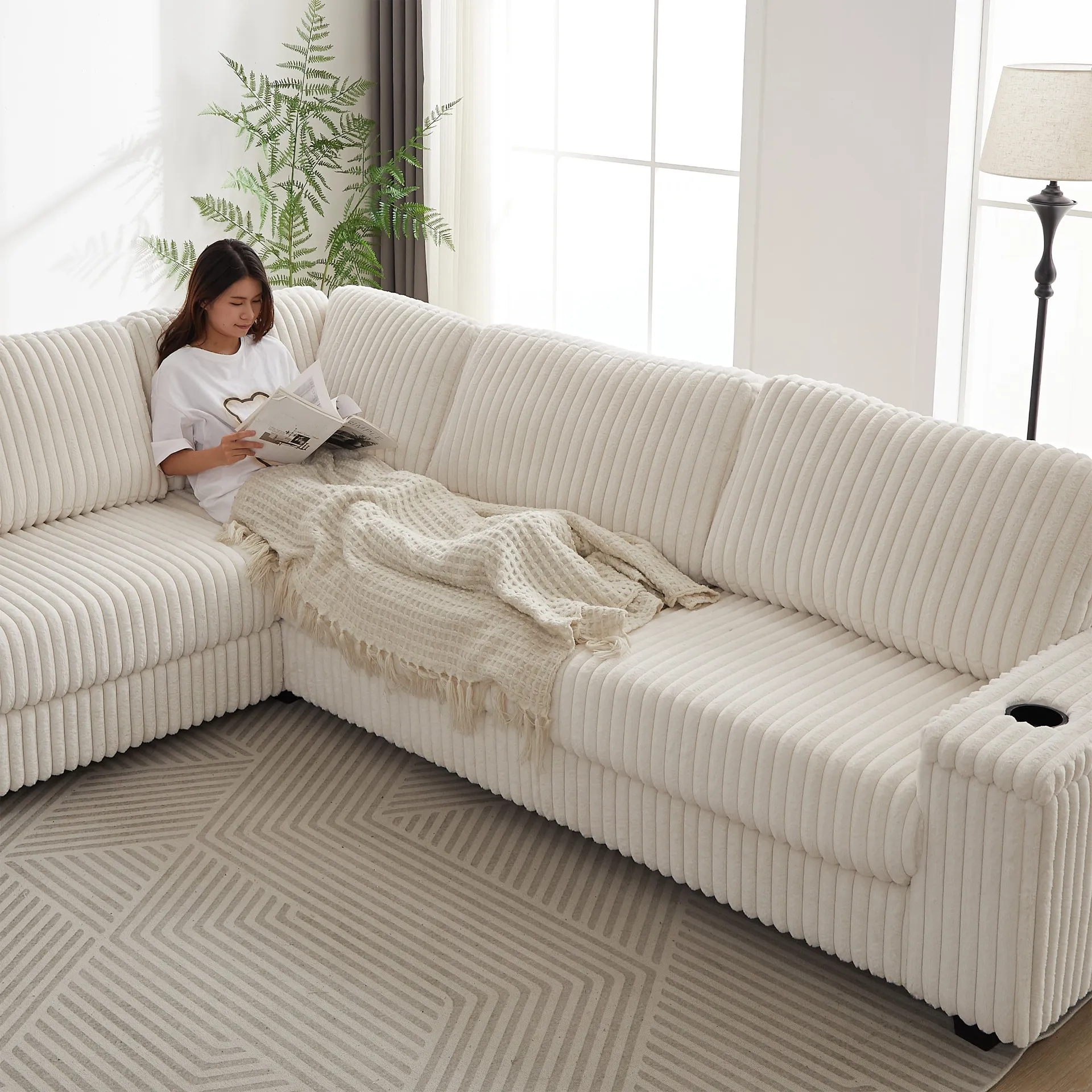 Milan Oversized Corduroy Luxury Modern Corner Sofa