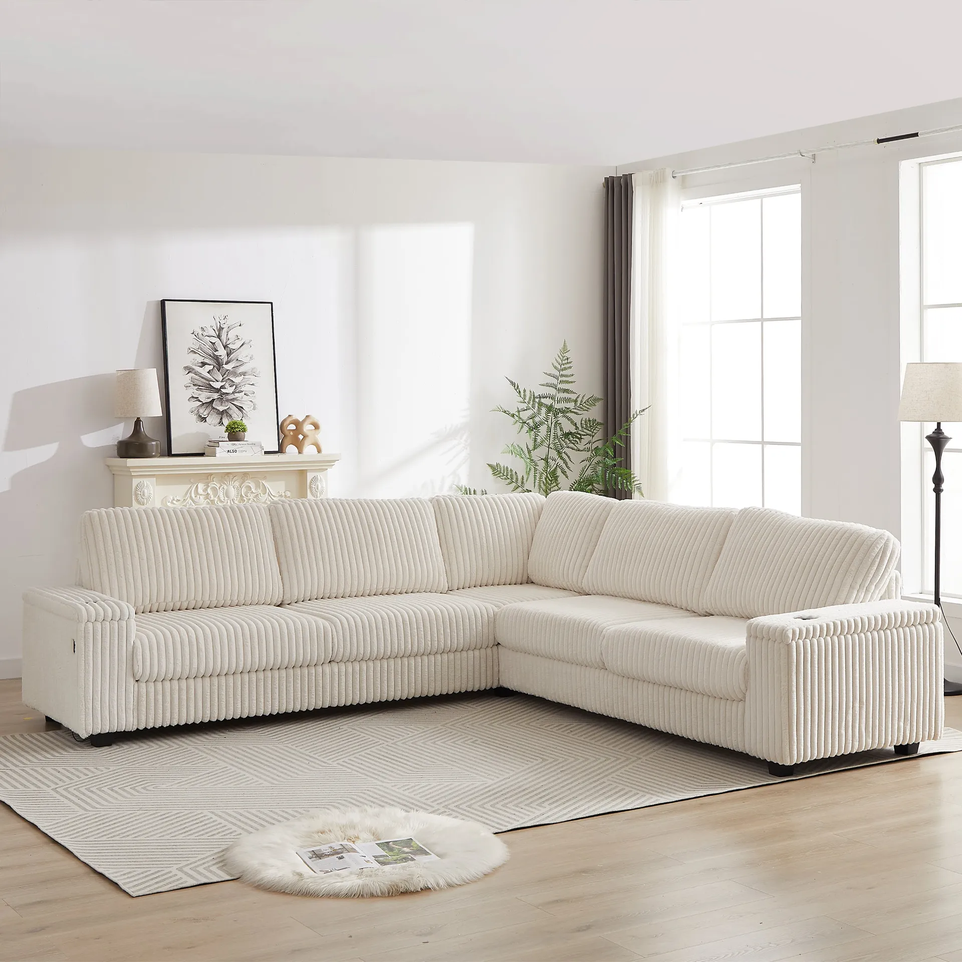 Milan Oversized Corduroy Luxury Modern Corner Sofa