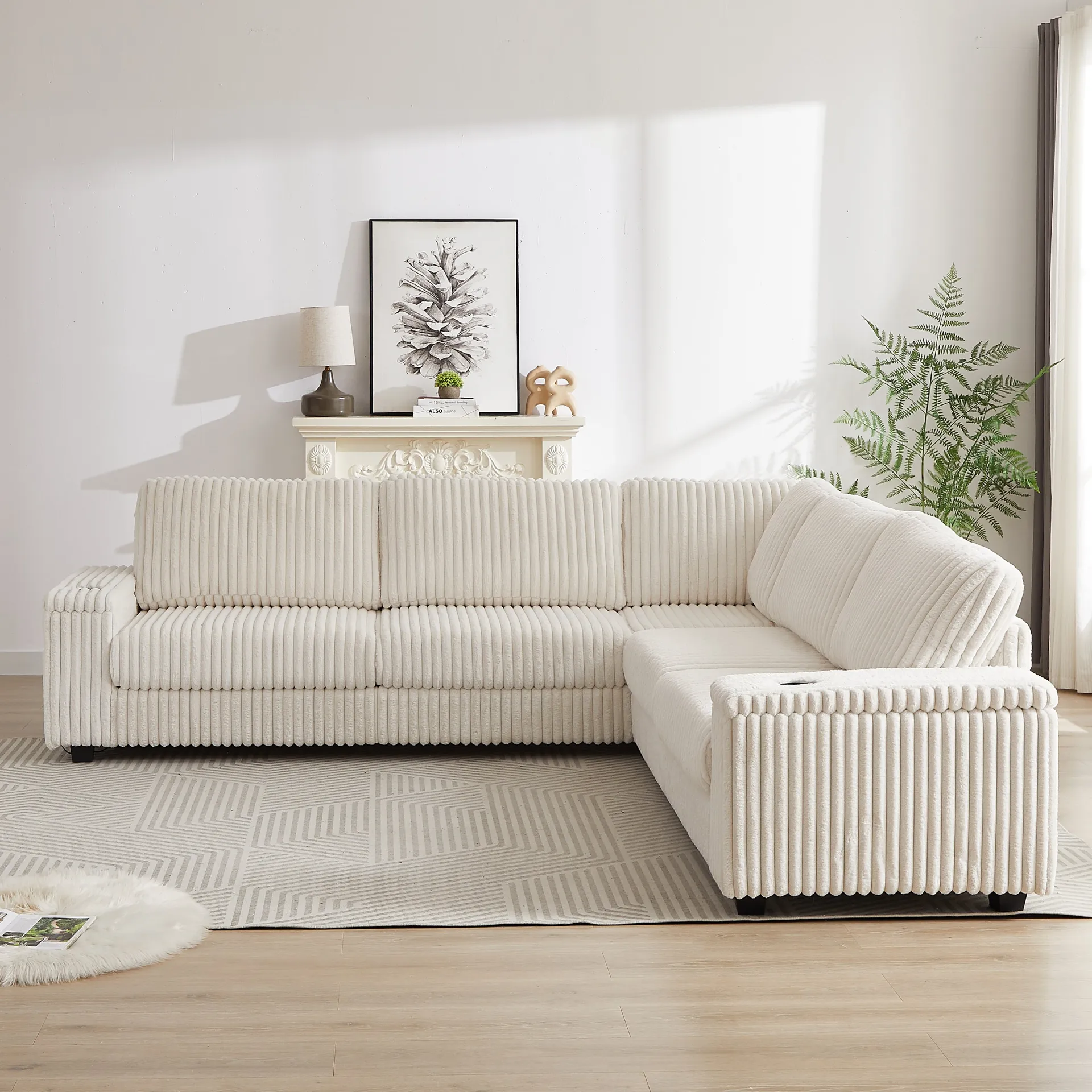 Milan Oversized Corduroy Luxury Modern Corner Sofa