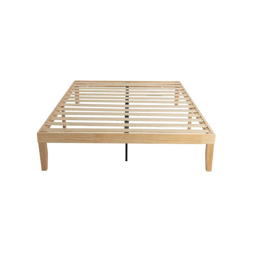 Minimalist Wooden Queen Bed Base, 9-Leg Frame, Ample Storage