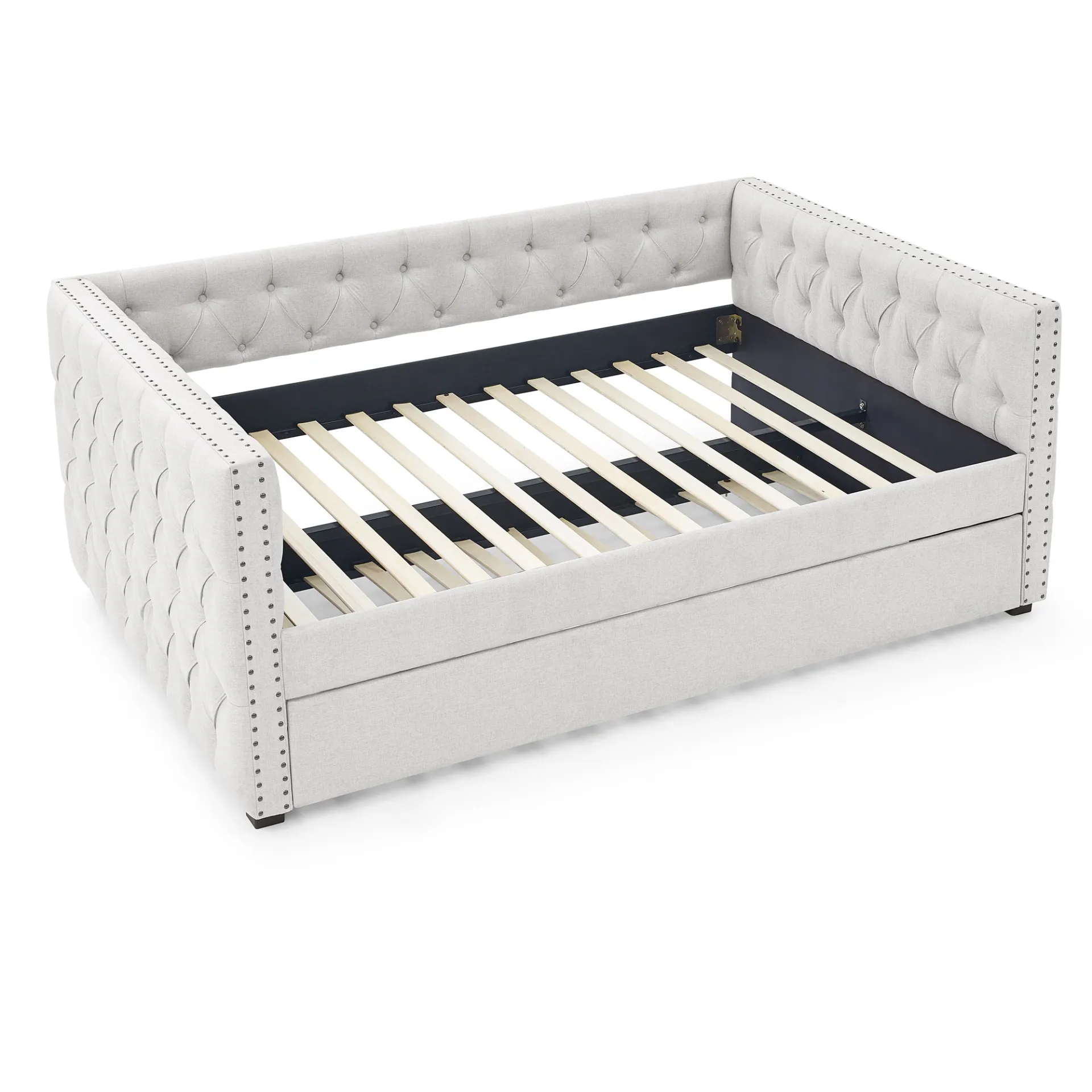 Modern Luxury Daybed with Trundle Upholstered Tufted Sofa Bed