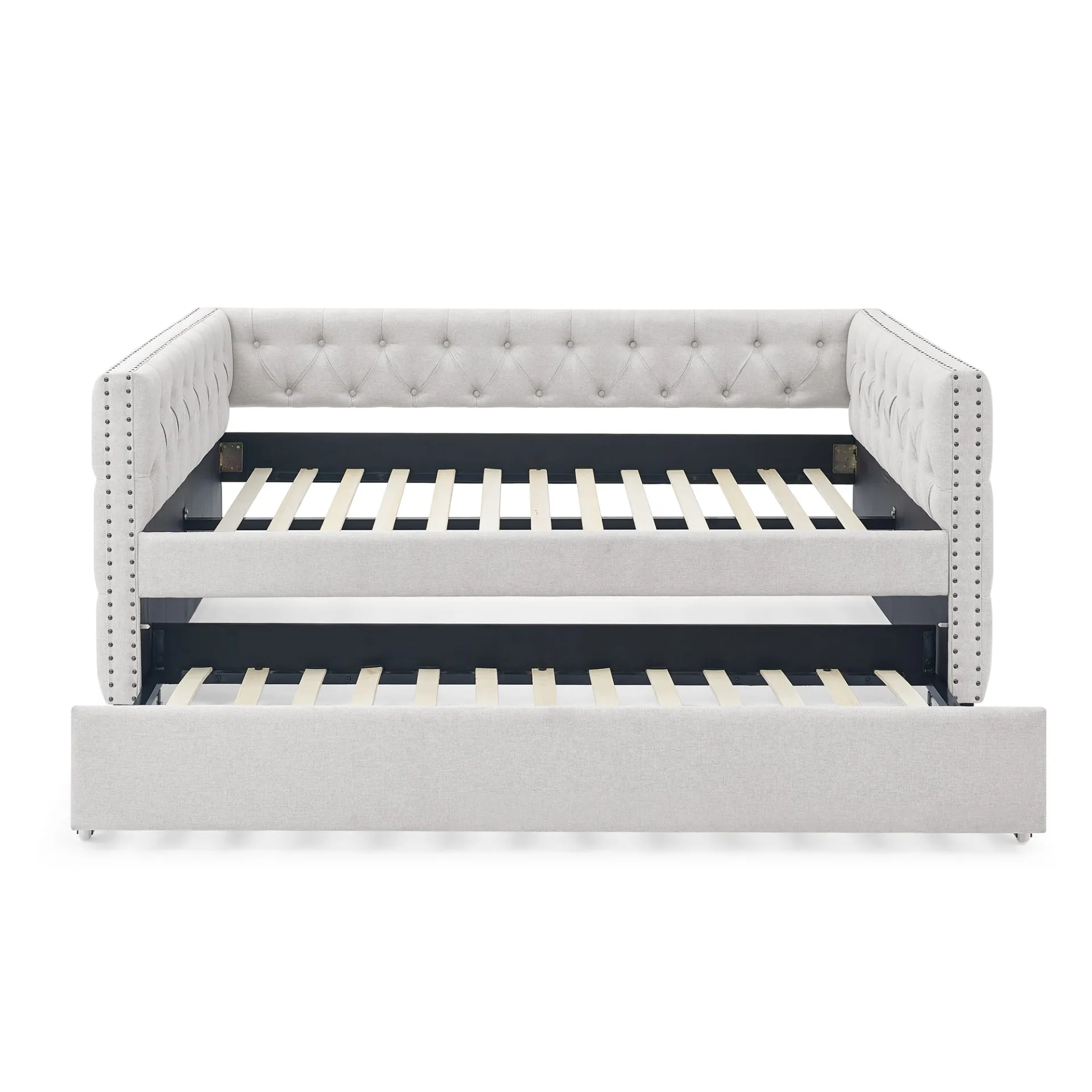 Modern Luxury Daybed with Trundle Upholstered Tufted Sofa Bed