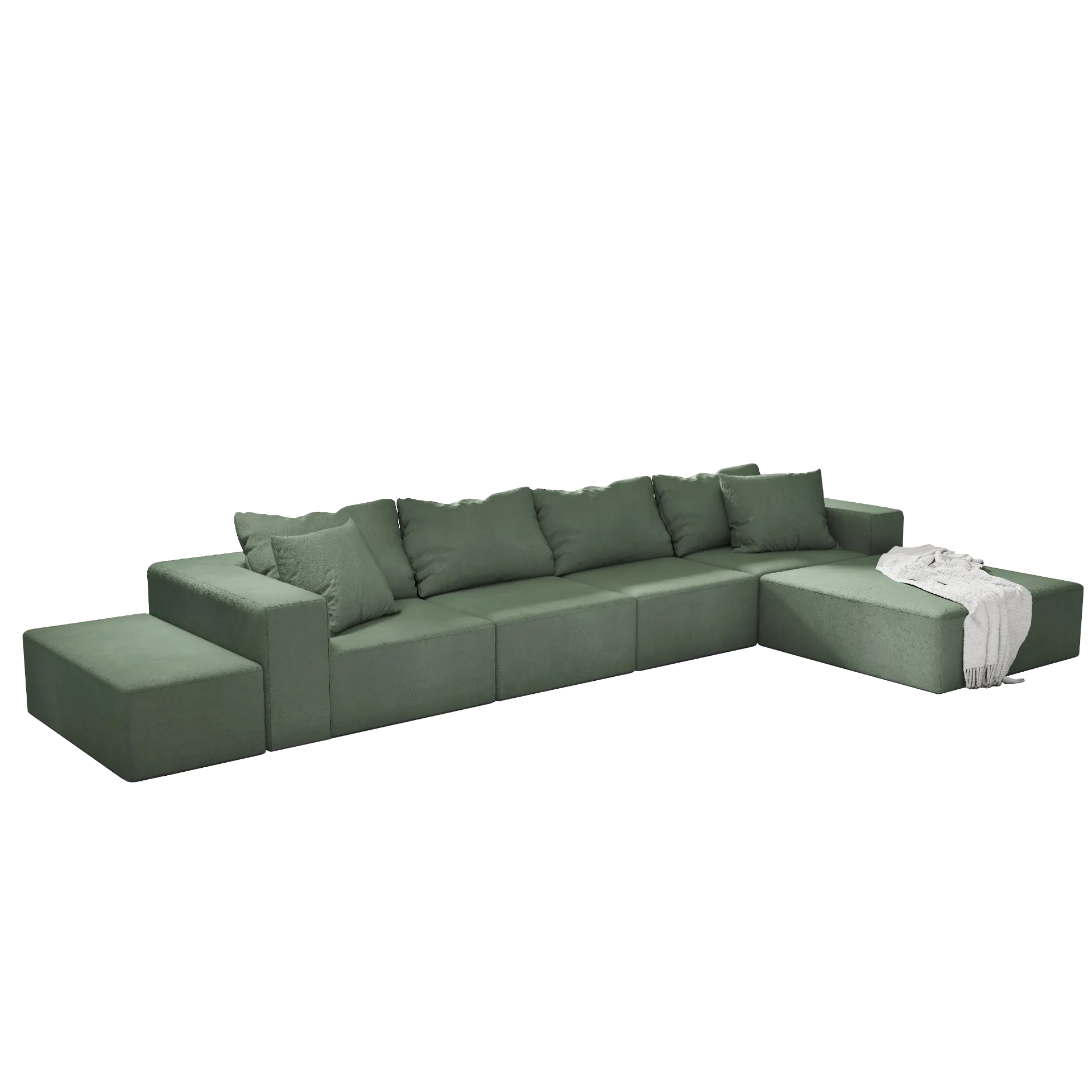 Modern Sage Green Upholstered Sectional Sofa Couch Set