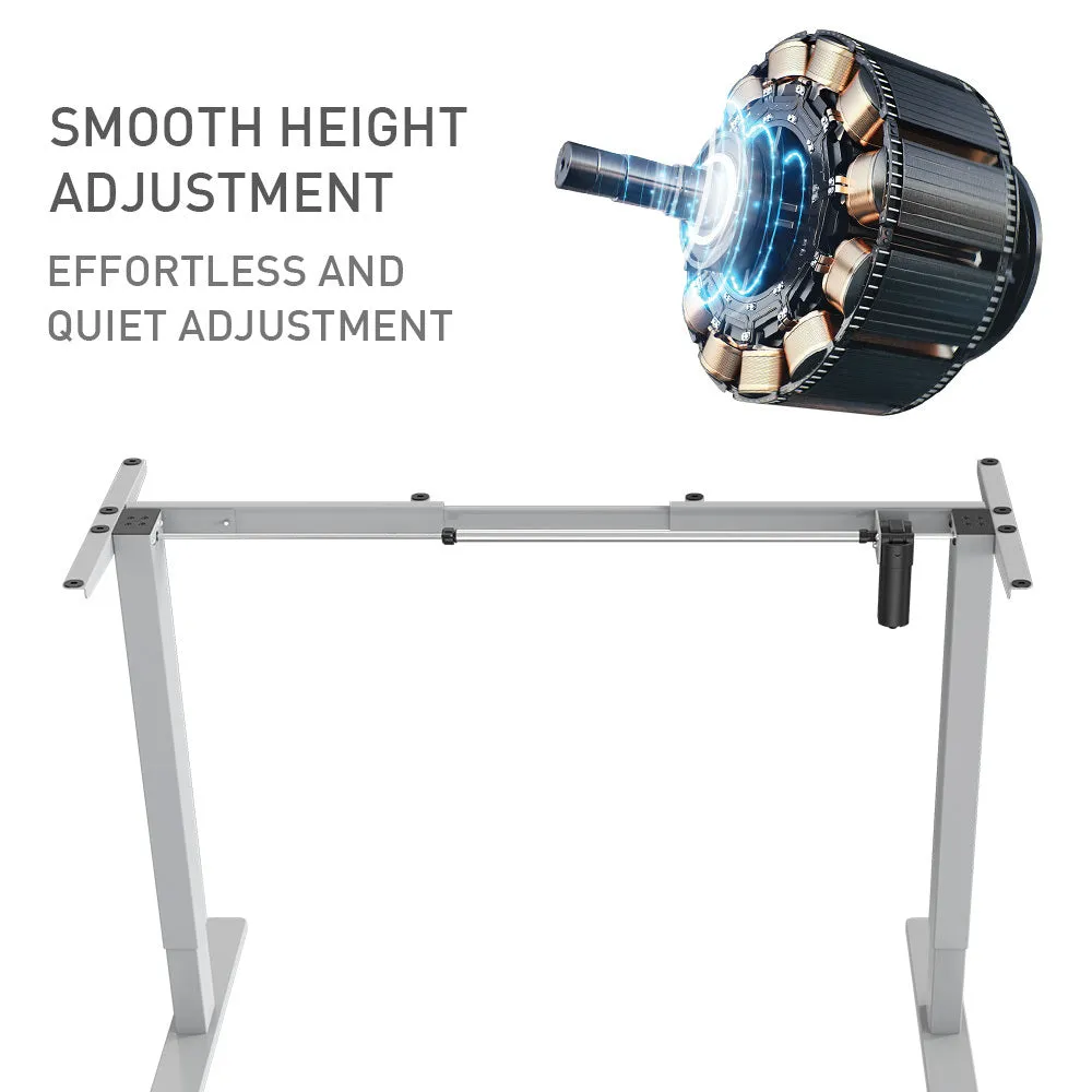 Motorised Height Adjustable Desk Frame, 70kg Load, Silver - FORTIA