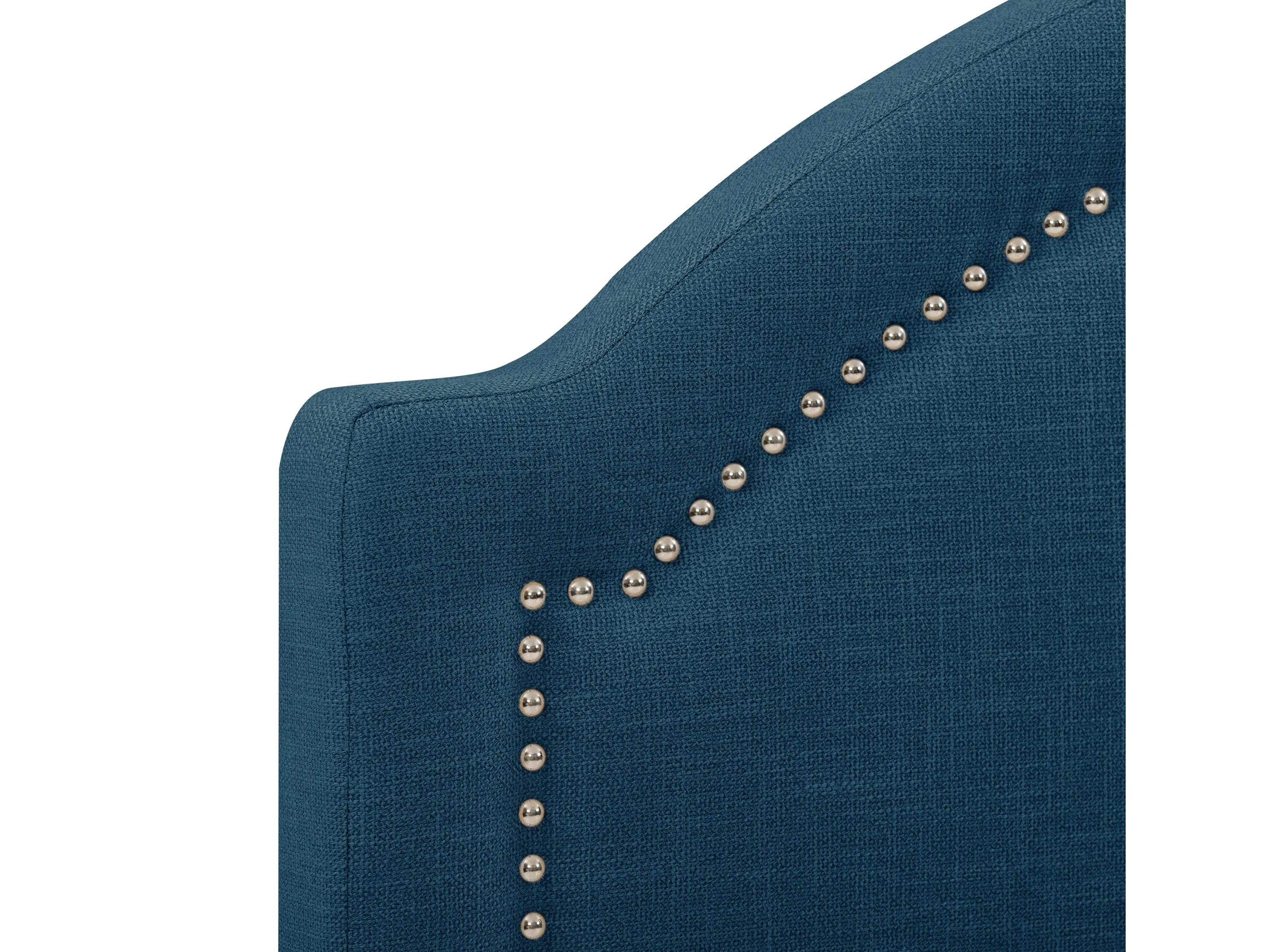 Navy Blue Upholstered Queen Bed