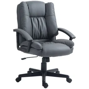 Office Chair, Faux Leather Computer Desk Chair, Mid Back Executive Chair with Adjustable Height and Swivel Rolling Wheels