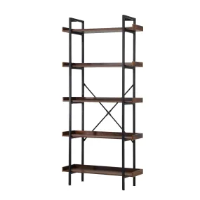 Oikiture Display Shelf 5-Tier Bookshelf Shelves Storage Bookcase Stand Rack 80CM