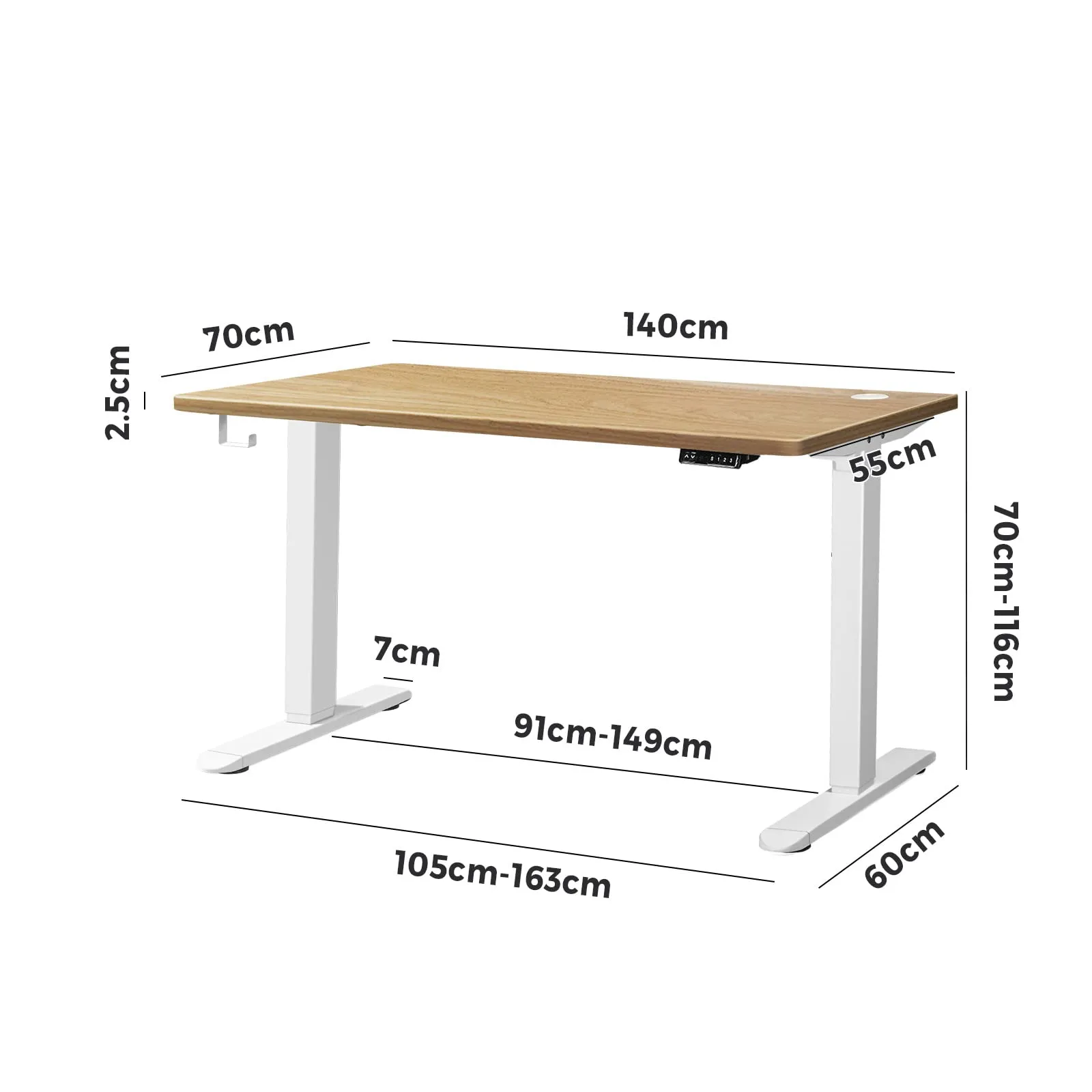 Oikiture Height Adjustable Standing Desk Electric Motorised Sit Stand Up 140cm