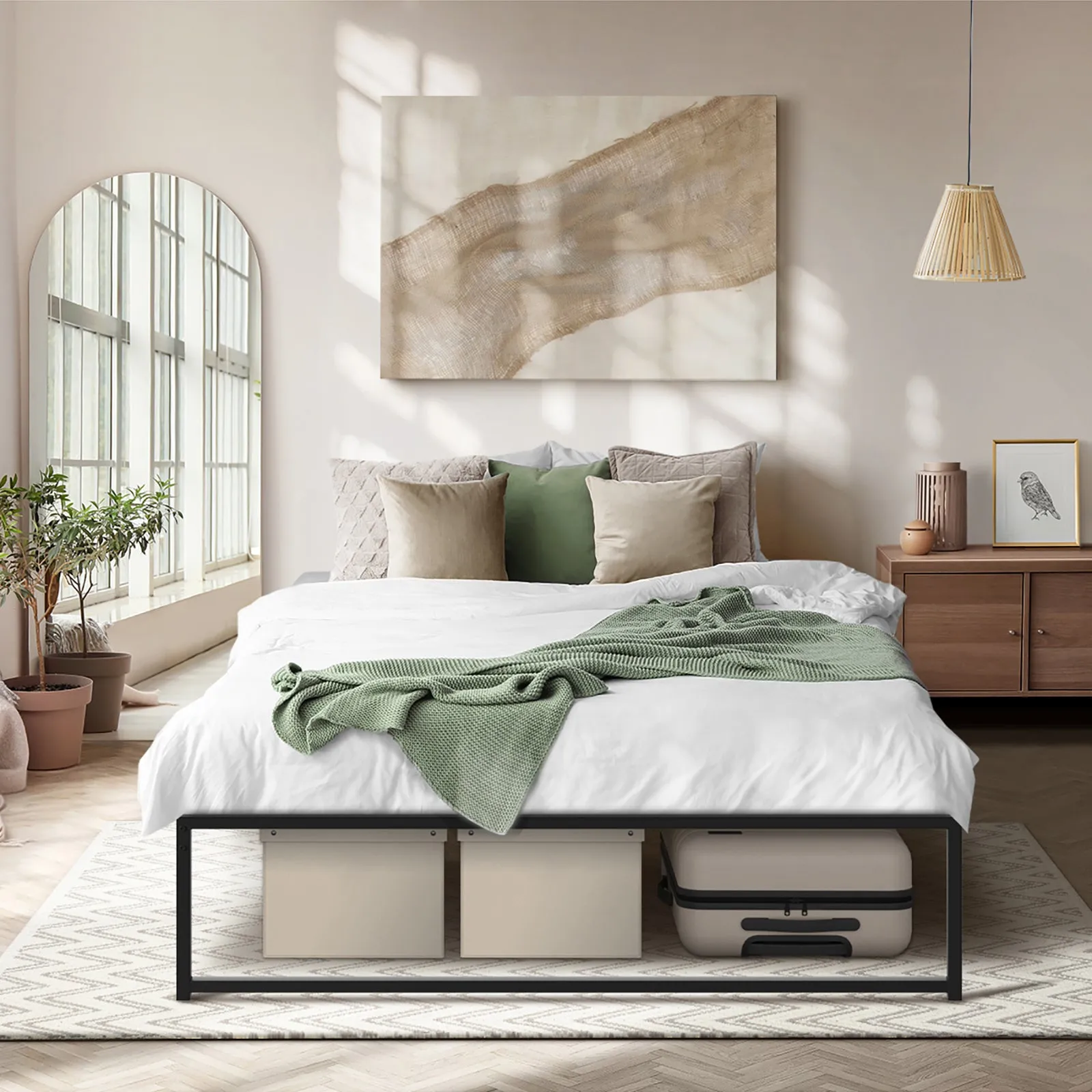 Oikiture Metal Bed Frame Queen Double King Single Size Bed Base Platform