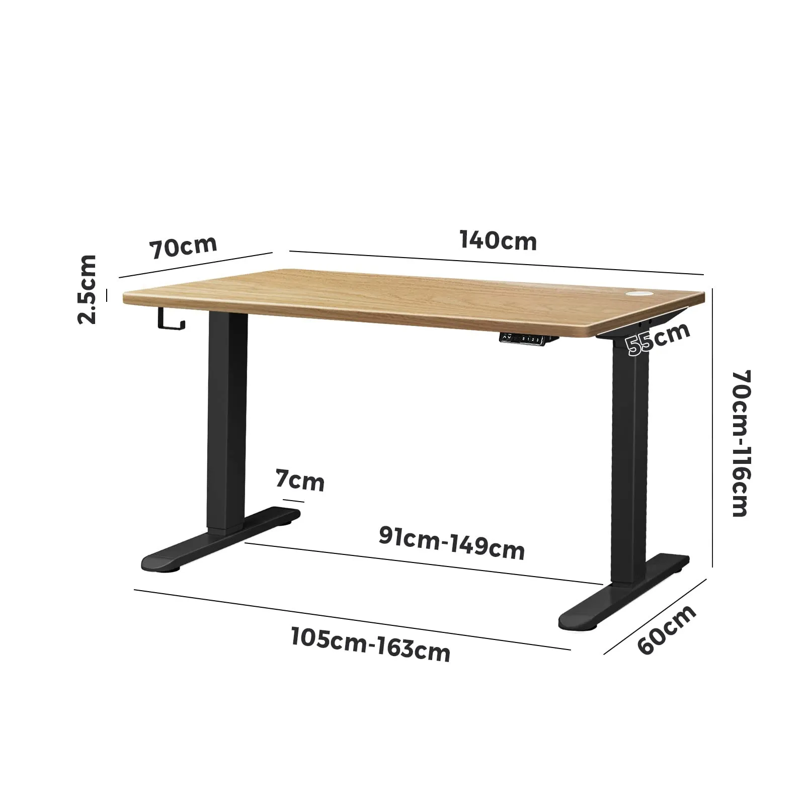 Oikiture Standing Desk Electric Height Adjustable Sit Stand Office Computer 140cm