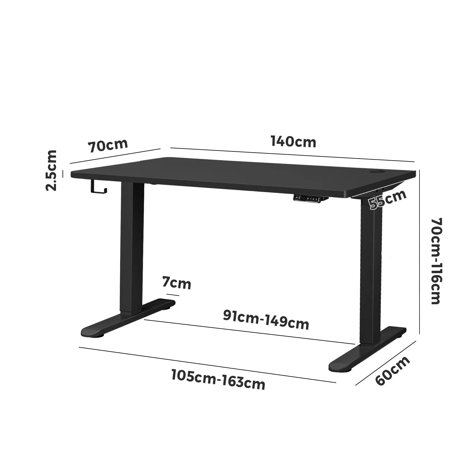 Oikiture Standing Desk Electric Sit Stand Up  Motorised Height Adjustable 140cm