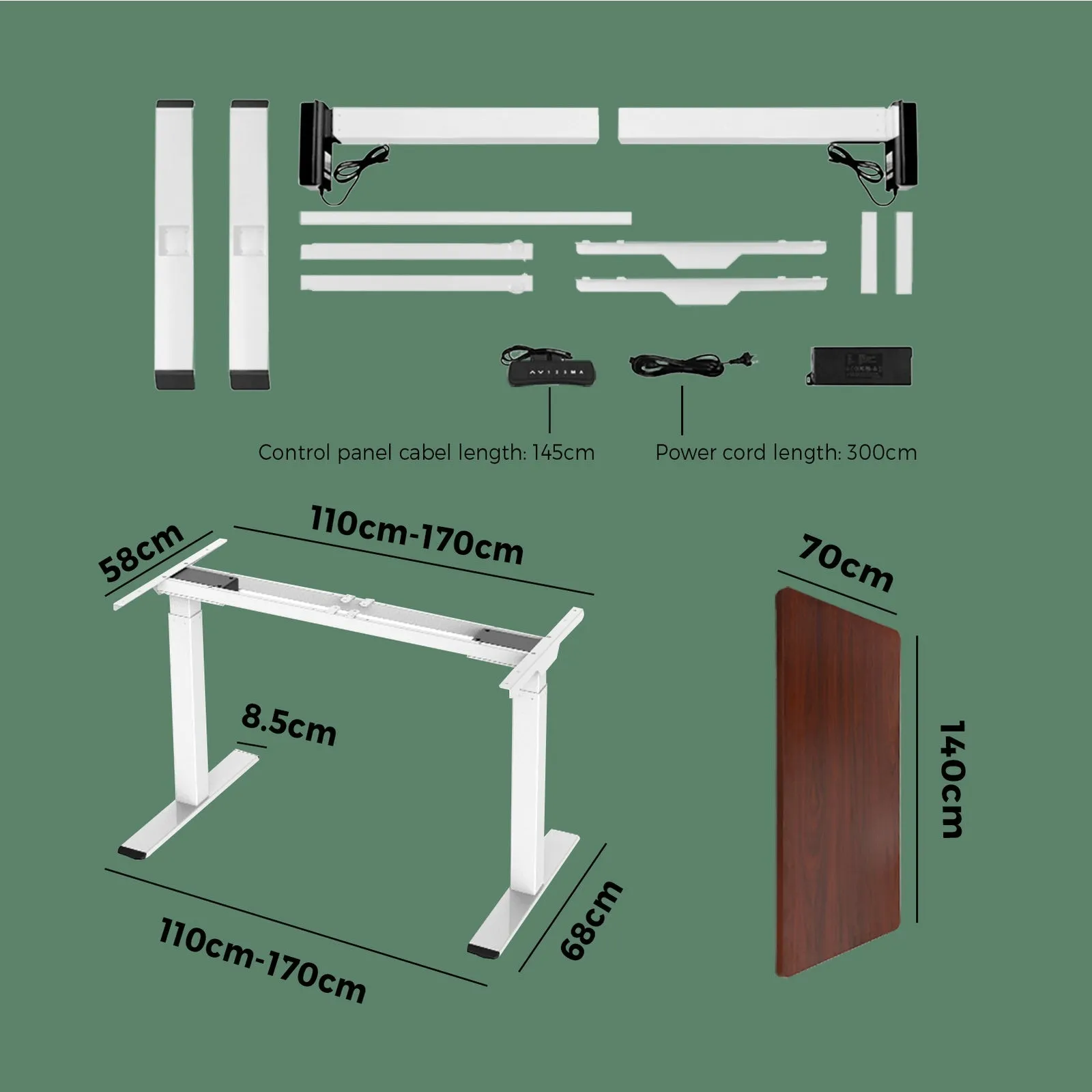 Oikiture Standing Desk Height Adjustable Dual Motor Electric Stand Table Walnut