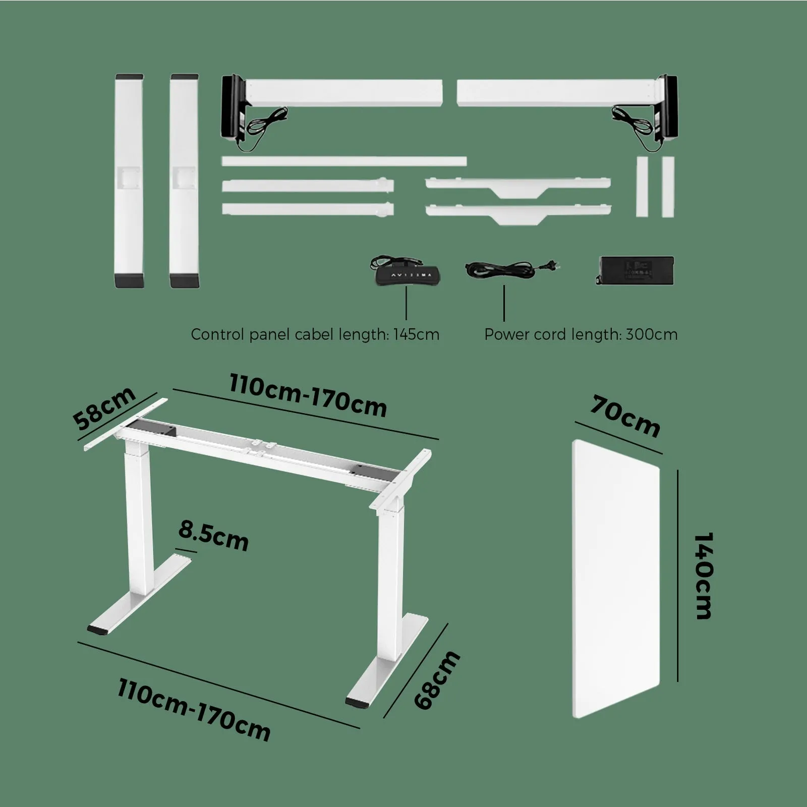 Oikiture Standing Desk Height Adjustable Motorised Electric Sit Stand Table