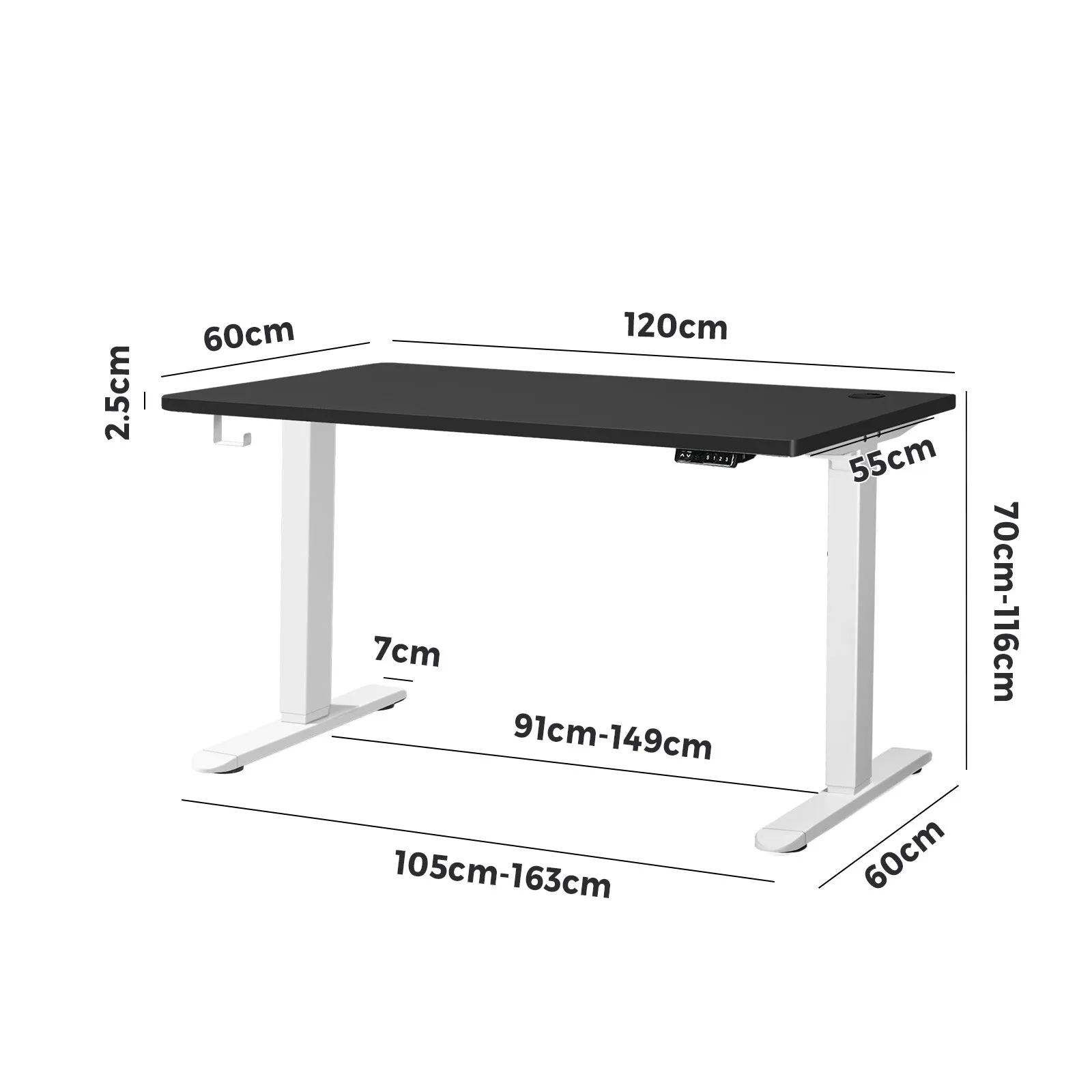 Oikiture Standing Desk Motorised Electric Sit Stand Table Height Adjustable 120cm