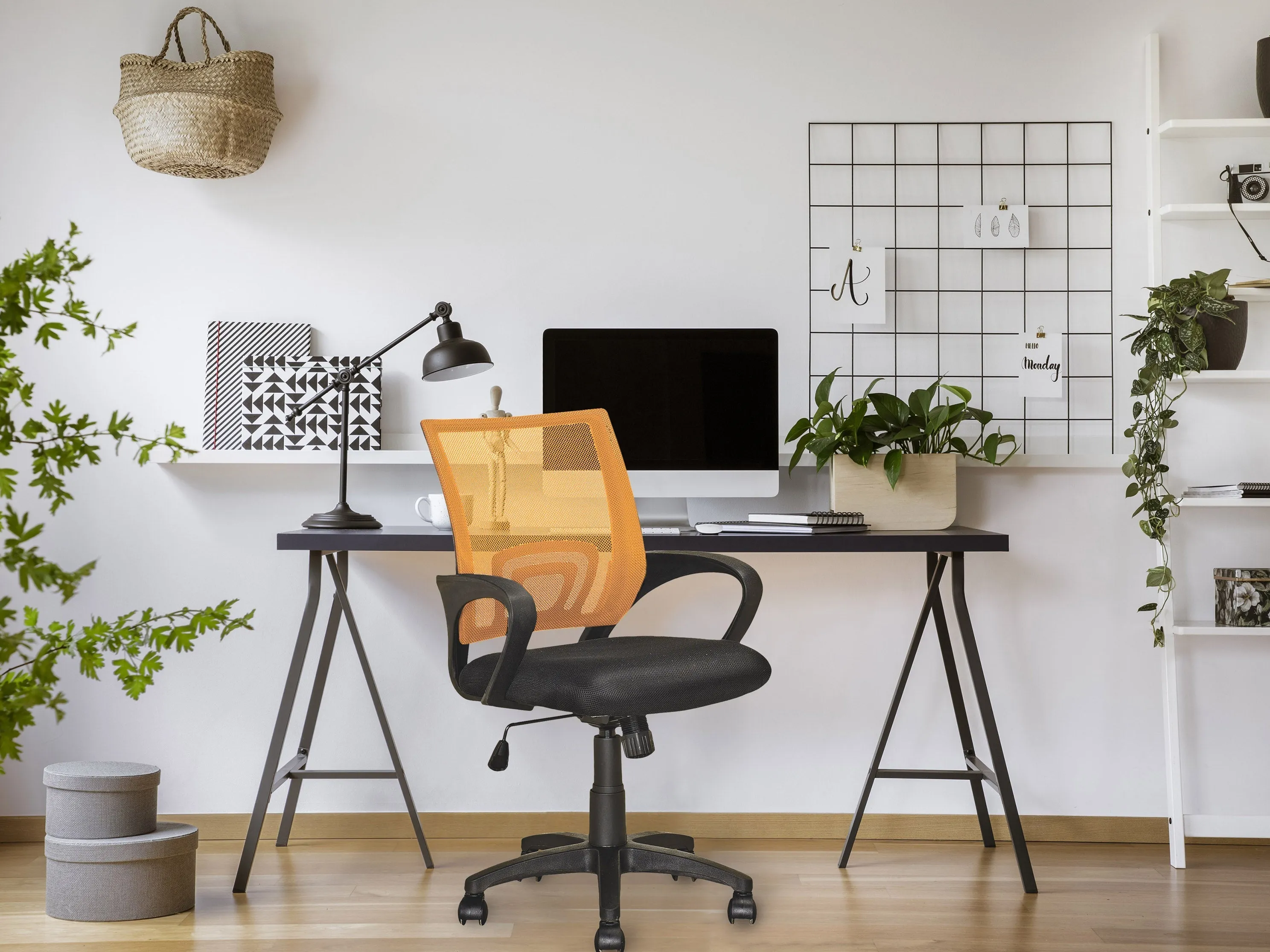 Orange Mesh Back Office Chair