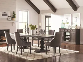 Phelps 8-Piece Rectangular Trestle Dining Set Antique Noir and Grey