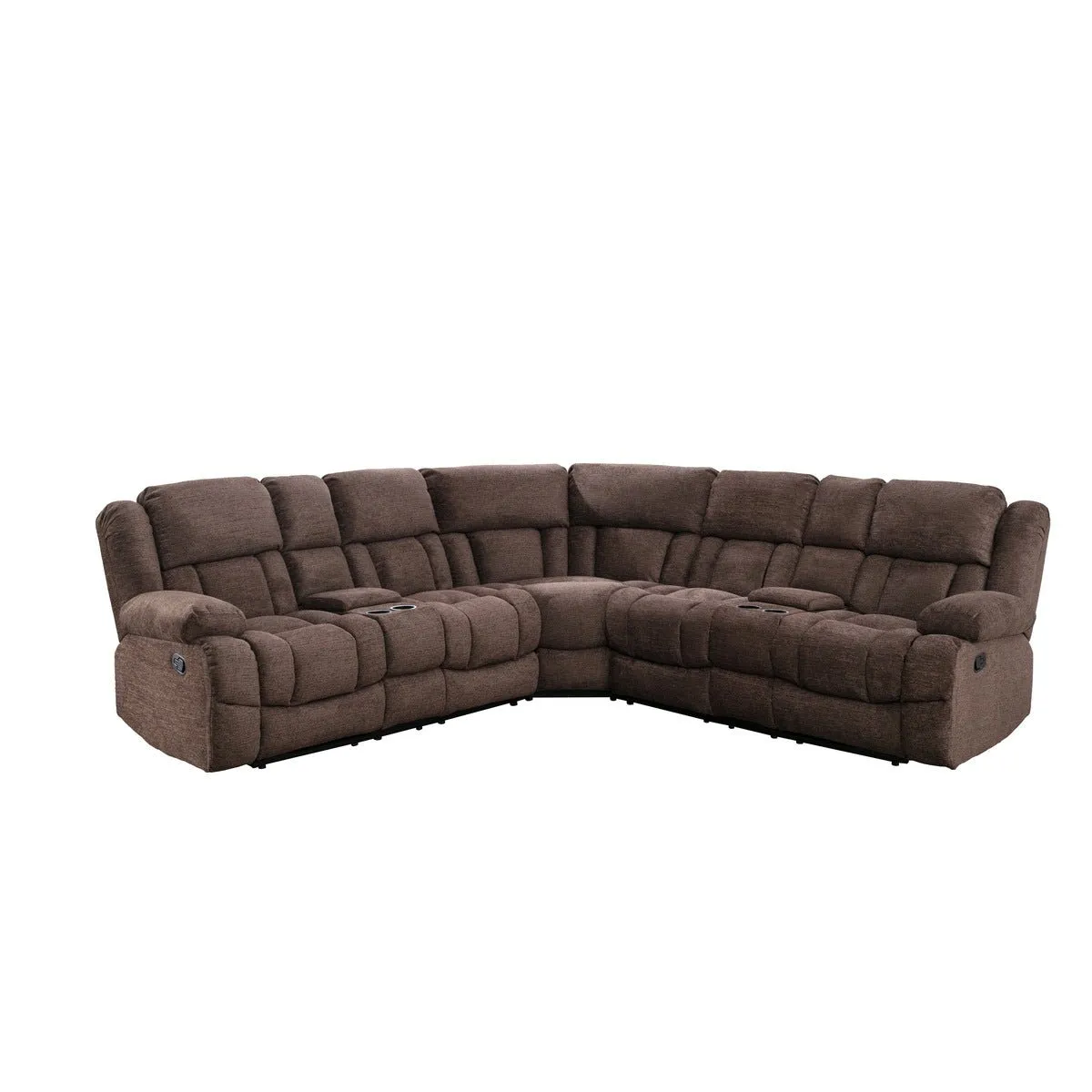 Presley Brown Modular Reclining Sectional with Consoles