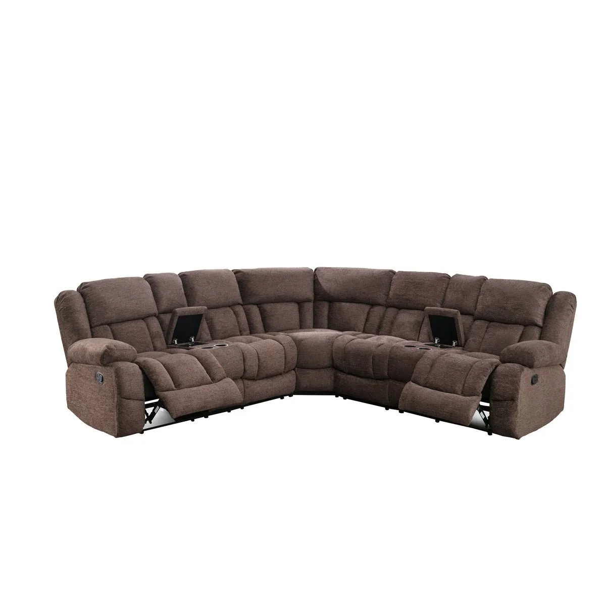 Presley Brown Modular Reclining Sectional with Consoles