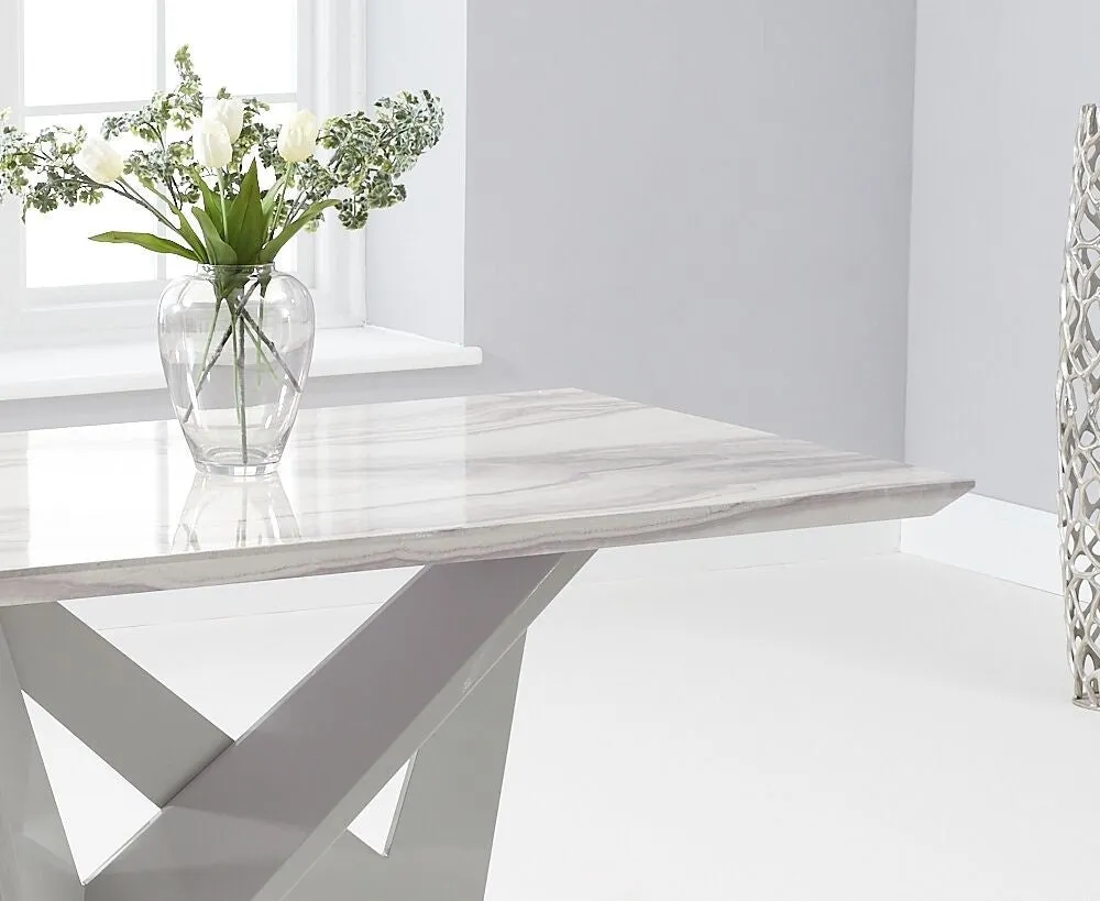 Rectangular Dining Table with Grey High Gloss and Chrome Base