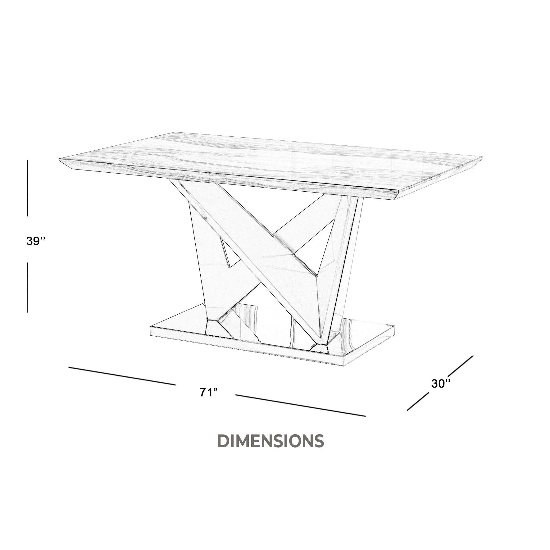 Rectangular Dining Table with Grey High Gloss and Chrome Base