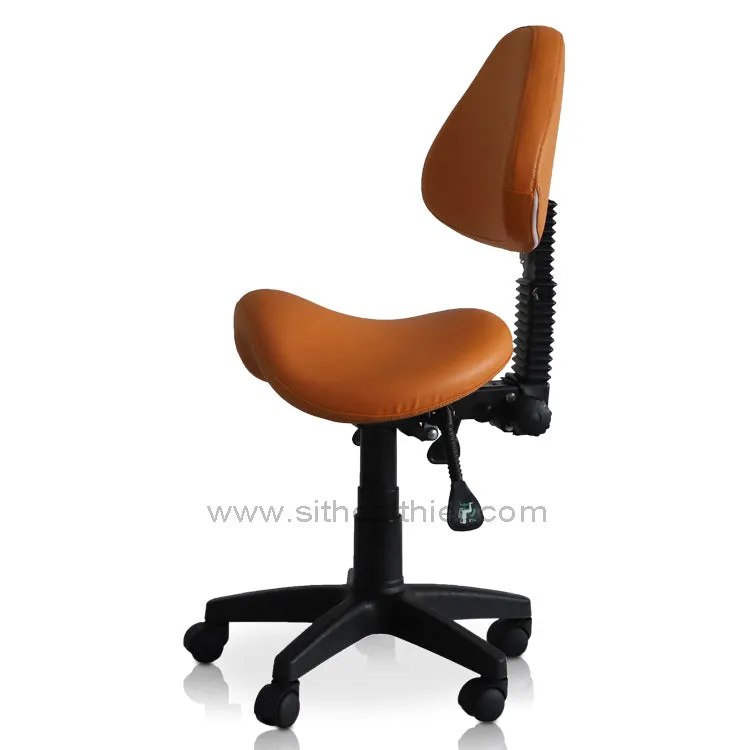 Saddle Shape Stool with Adjustable Back Support and Tilt-able Seat