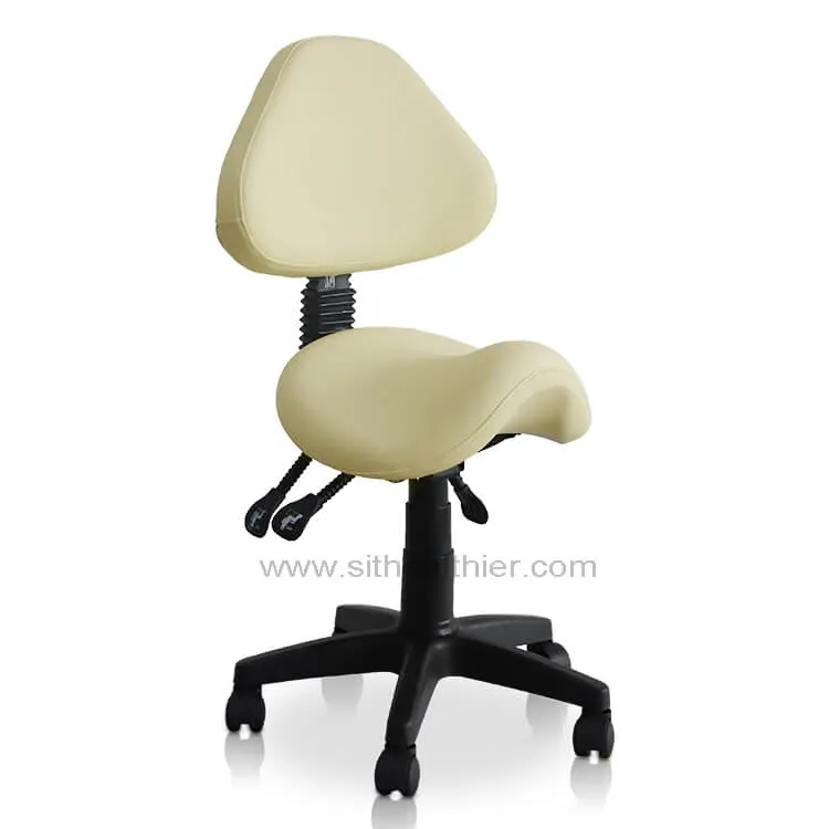 Saddle Shape Stool with Adjustable Back Support and Tilt-able Seat