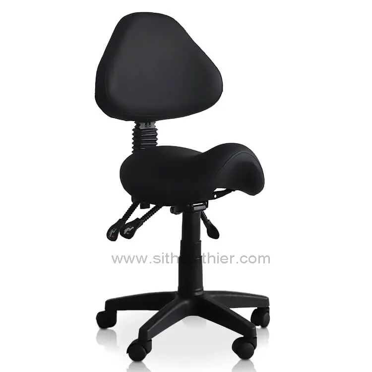 Saddle Shape Stool with Adjustable Back Support and Tilt-able Seat