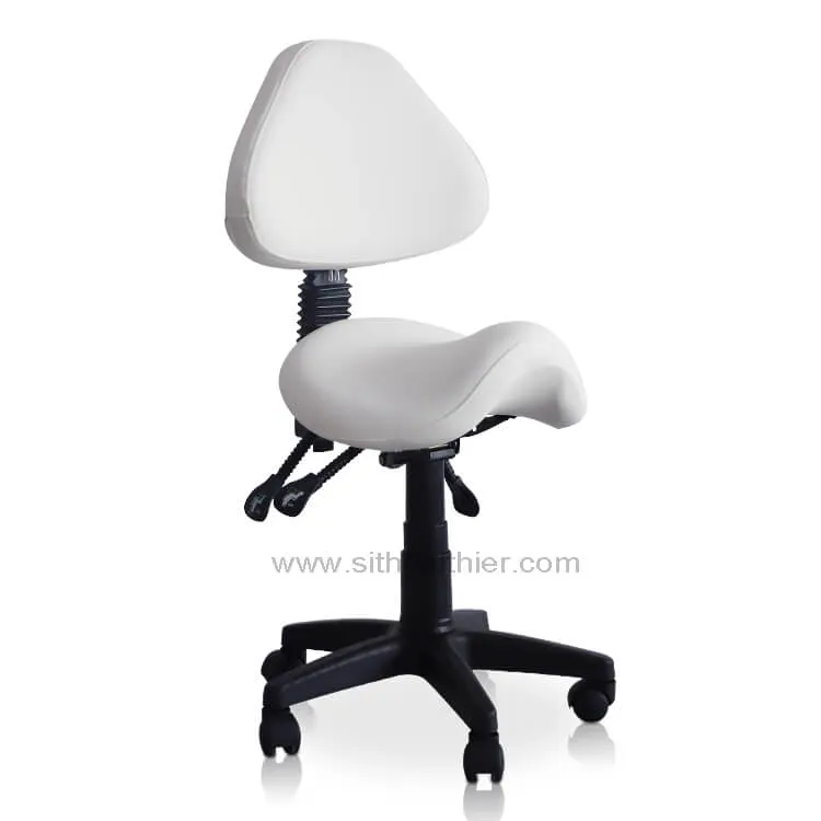 Saddle Shape Stool with Adjustable Back Support and Tilt-able Seat