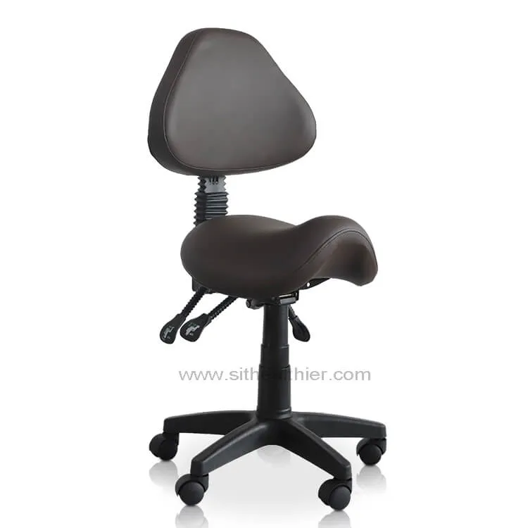 Saddle Shape Stool with Adjustable Back Support and Tilt-able Seat