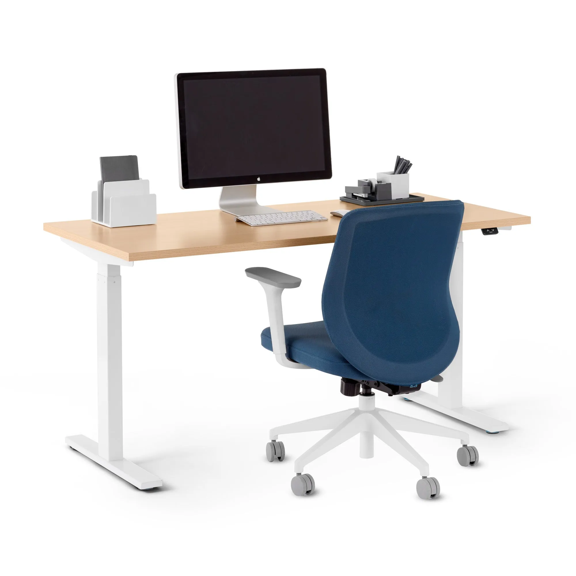 Series L 2S Adjustable Height Single Desk, White Legs