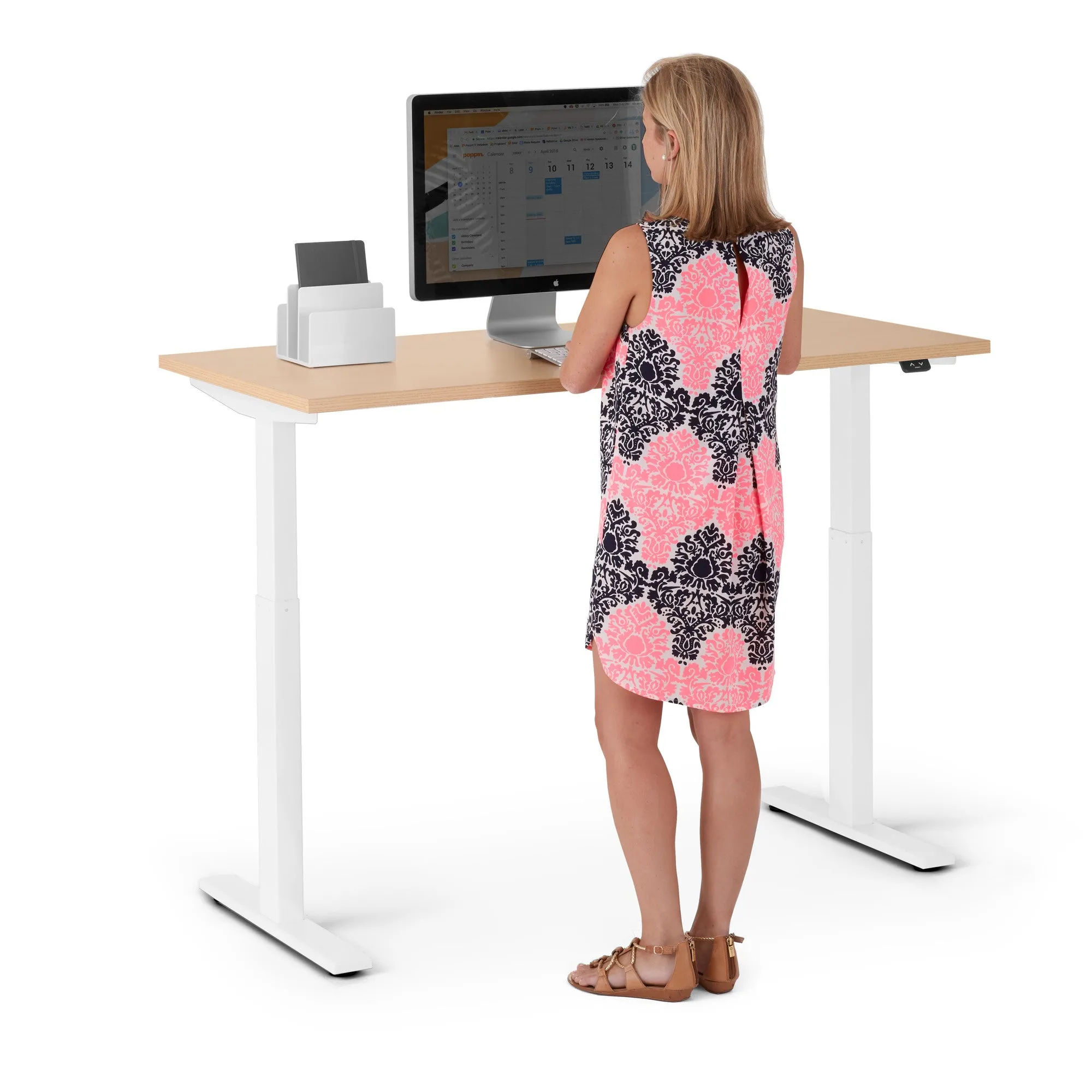 Series L 2S Adjustable Height Single Desk, White Legs