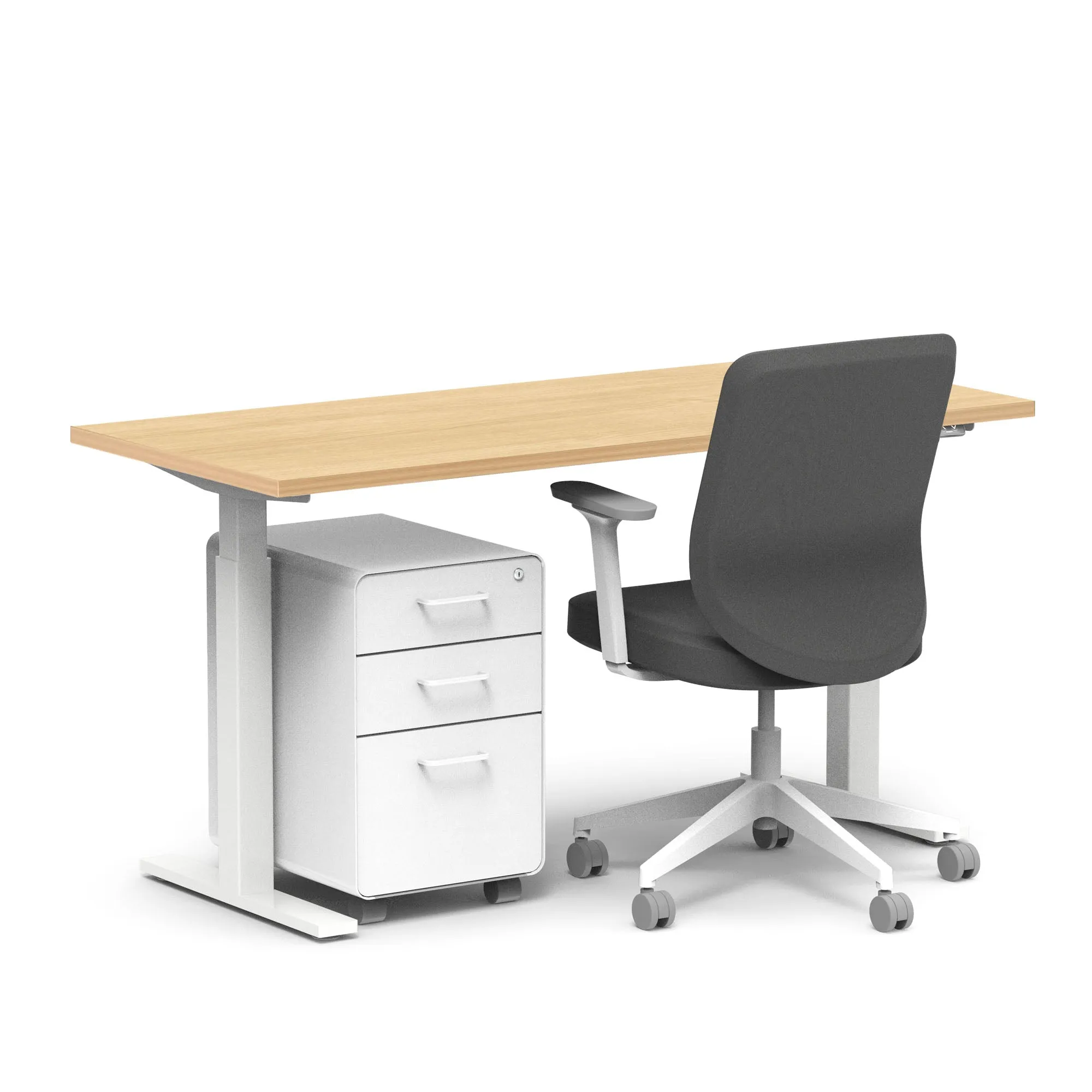 Series L 2S Adjustable Height Single Desk, White Legs