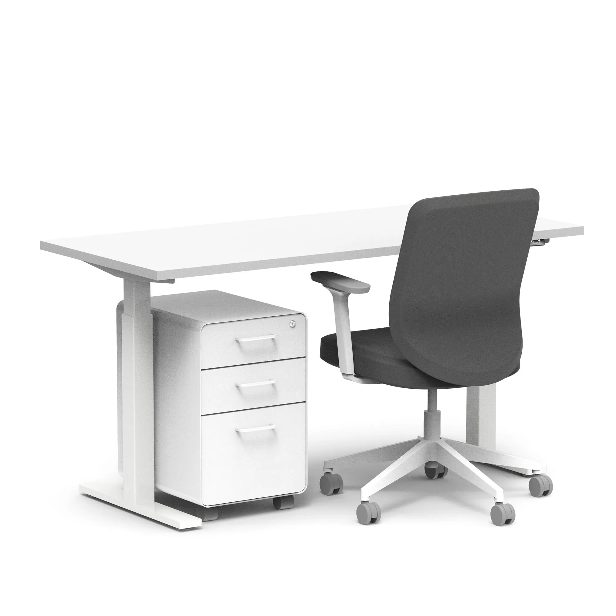 Series L 2S Adjustable Height Single Desk, White Legs