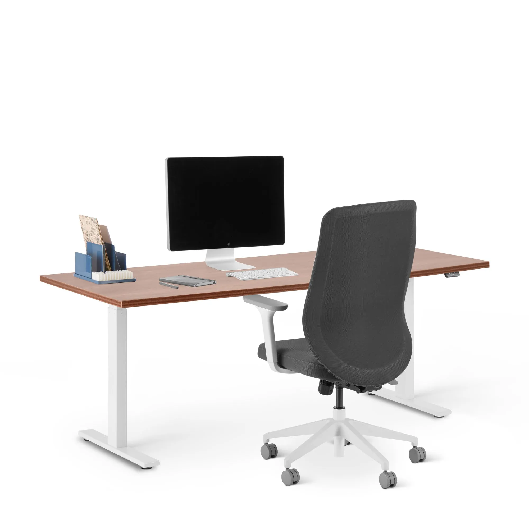 Series L 2S Adjustable Height Single Desk, White Legs