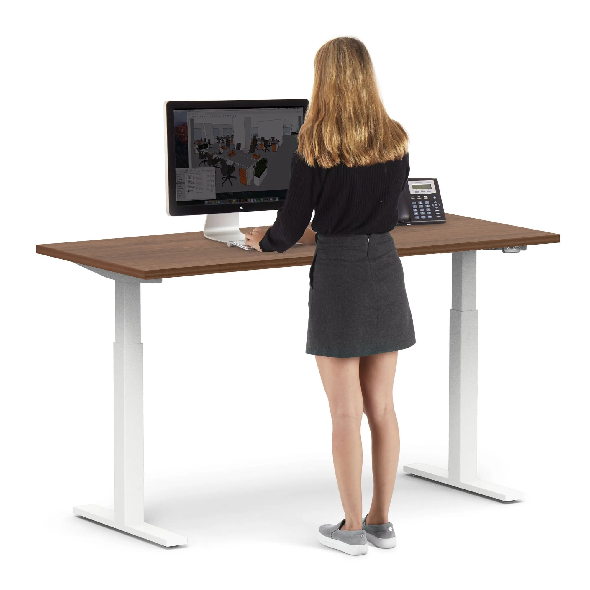 Series L 2S Adjustable Height Single Desk, White Legs